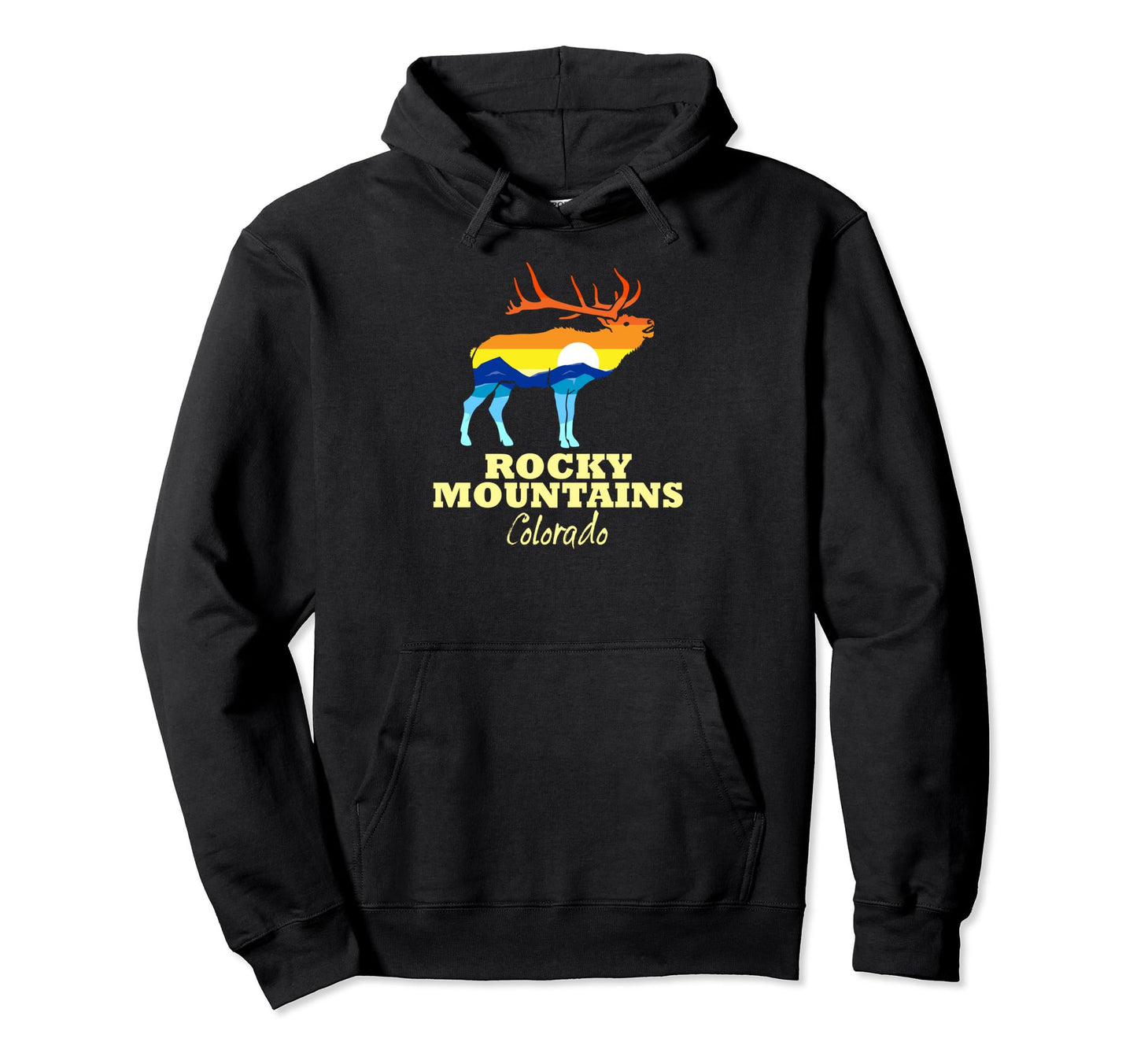Rocky Mountains National Park Elk Hoodie - Minimalist Print Men Women - T-Shirt, Sweatshirt, Hoodie