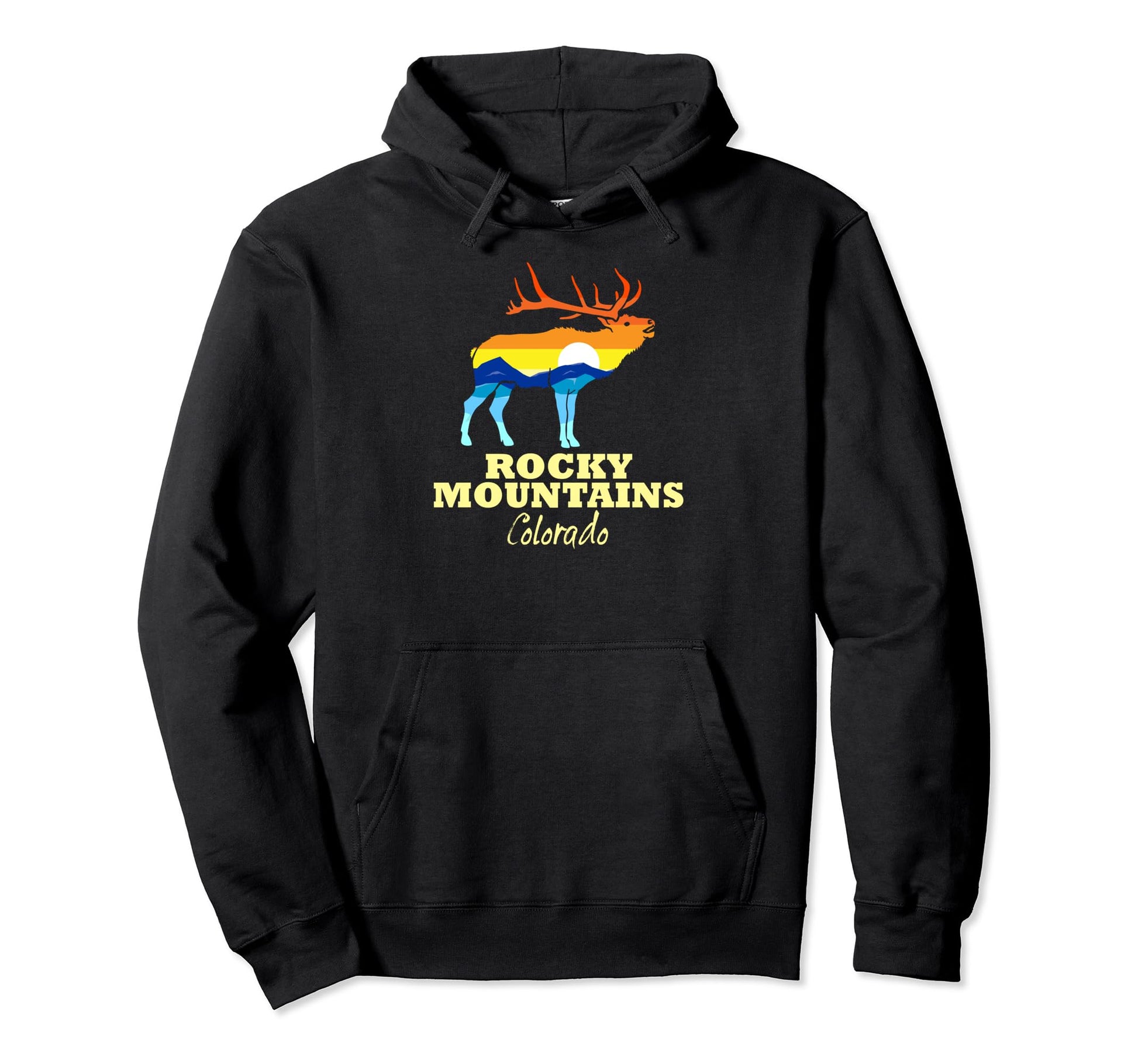 Rocky Mountains National Park Elk Hoodie - Minimalist Print Men Women - T-Shirt, Sweatshirt, Hoodie