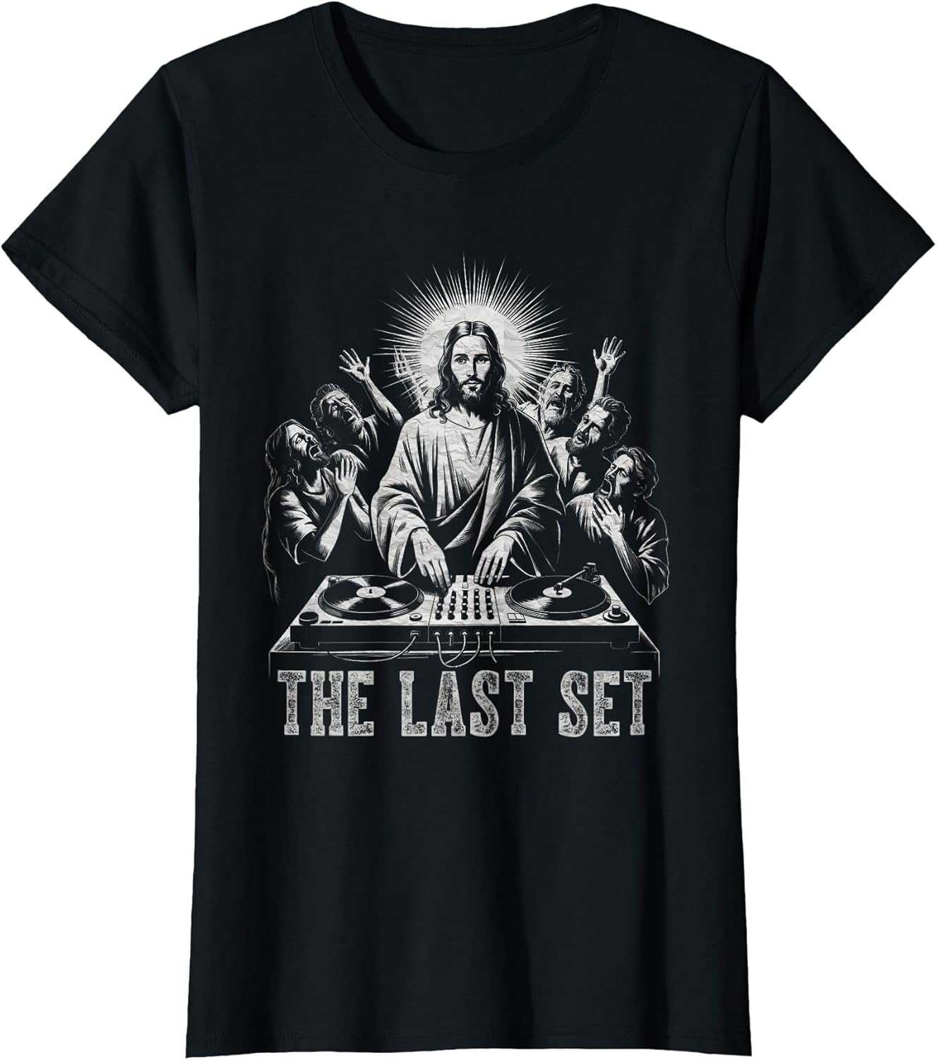 Jesus DJ Turntable The Last Sets Dance Music - Adult & Kids T-Shirts, Sweatshirts & Hoodies apparel design preview 1