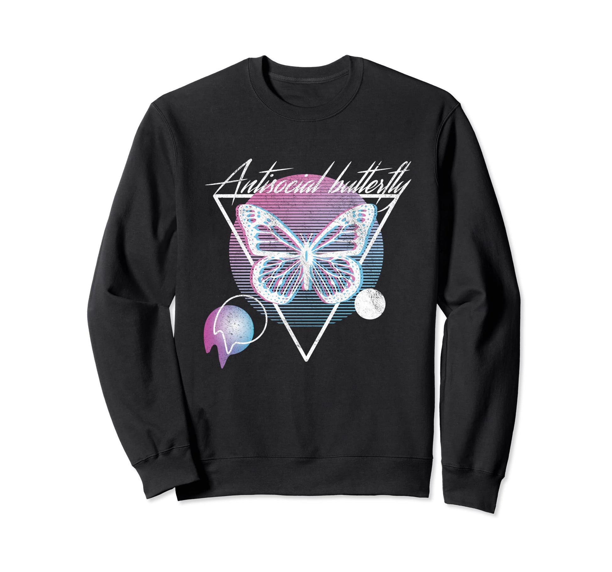 Antisocial Butterfly Vaporwave Aesthetic Sweatshirt - Graphic Print Unisex - T-Shirt, Sweatshirt, Hoodie