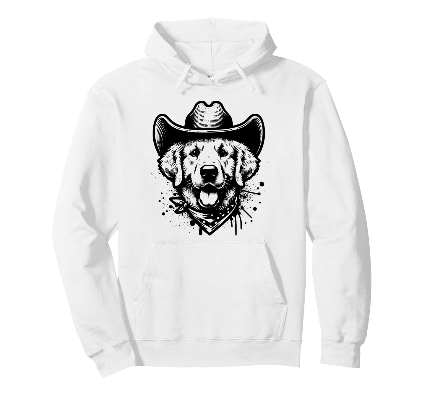 Happy Golden Retriever Cowboy Western Dog Hoodie - Unique Graphic Unisex - T-Shirt, Sweatshirt, Hoodie
