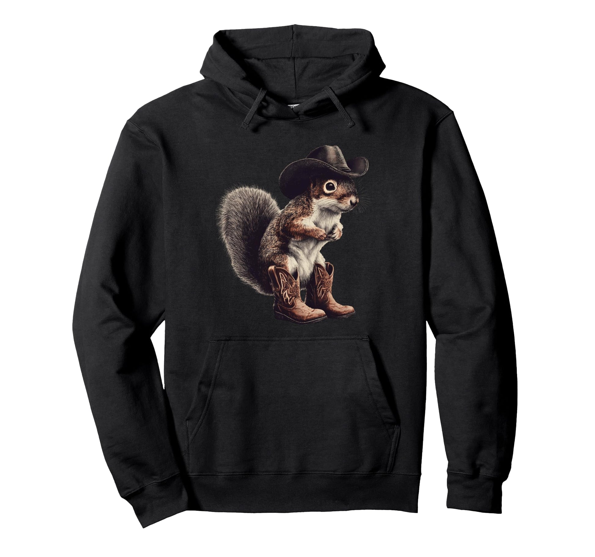Squirrel Cowboy Rodeo Cowgirl Western Hoodie - Graphic Print for Adults - T-Shirt, Sweatshirt, Hoodie