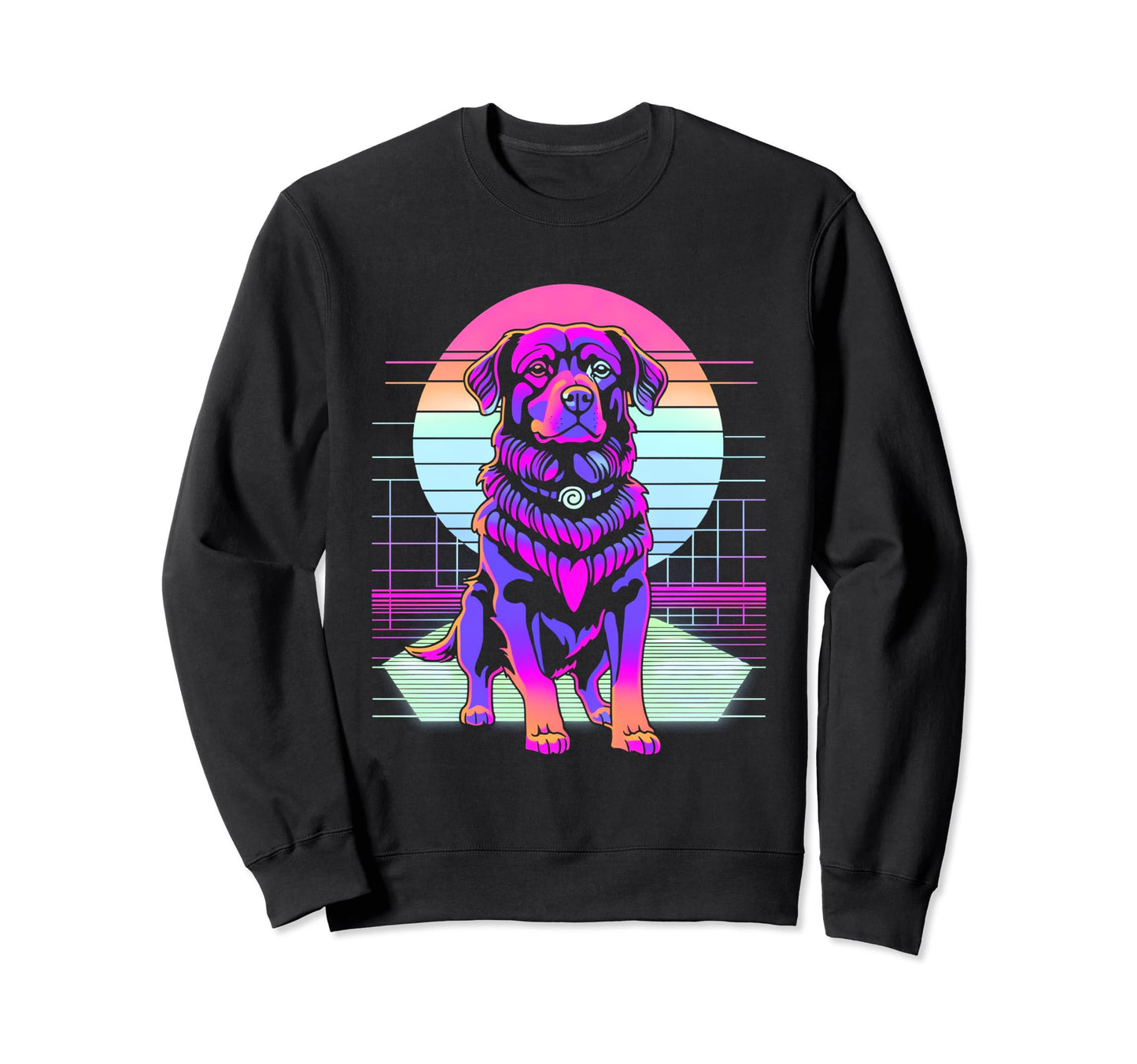 Vaporwave Aesthetic Dog Sweatshirt - Unique Graphic for Adults - T-Shirt, Sweatshirt, Hoodie