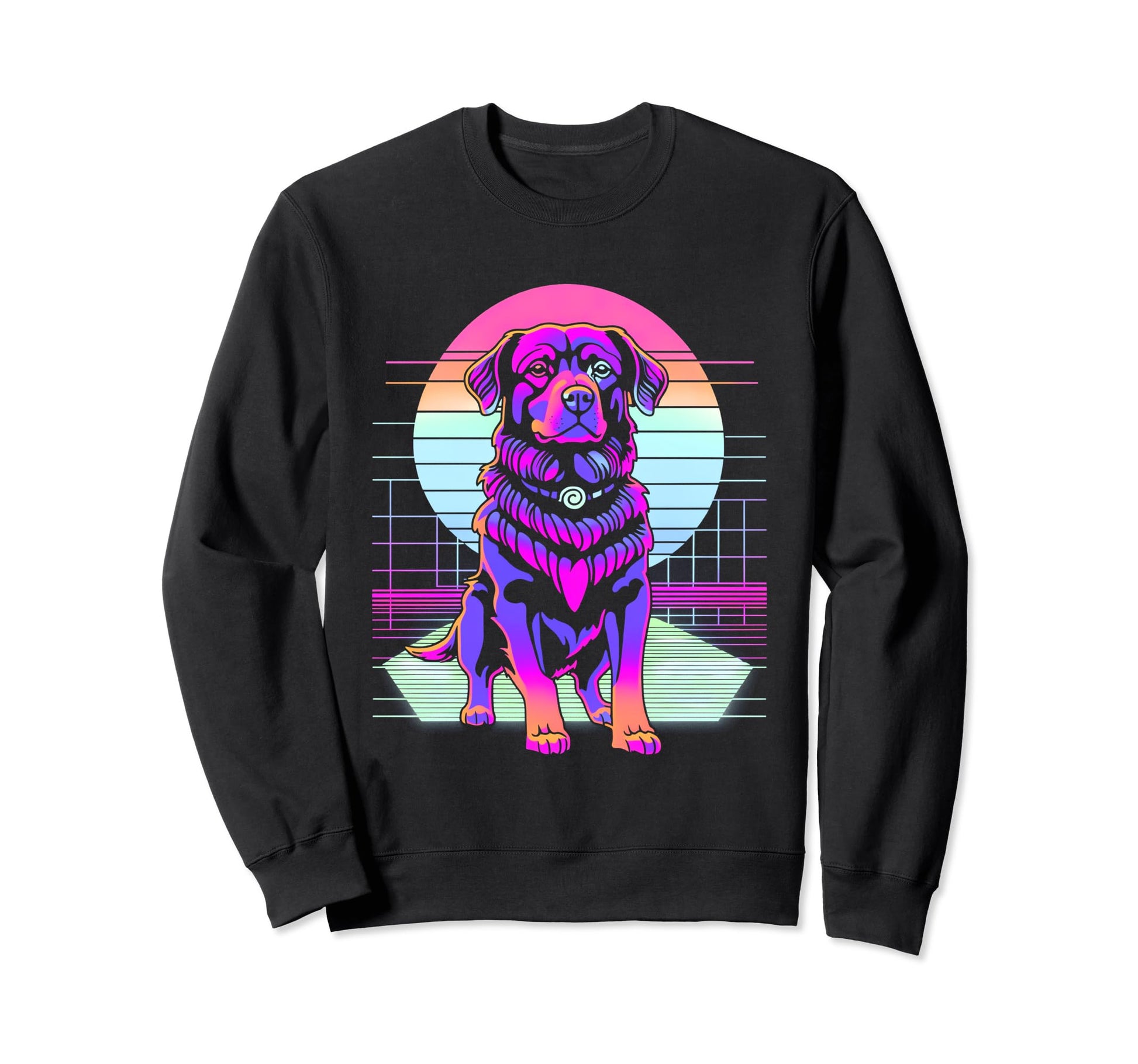 Vaporwave Aesthetic Dog Sweatshirt - Unique Graphic for Adults - T-Shirt, Sweatshirt, Hoodie