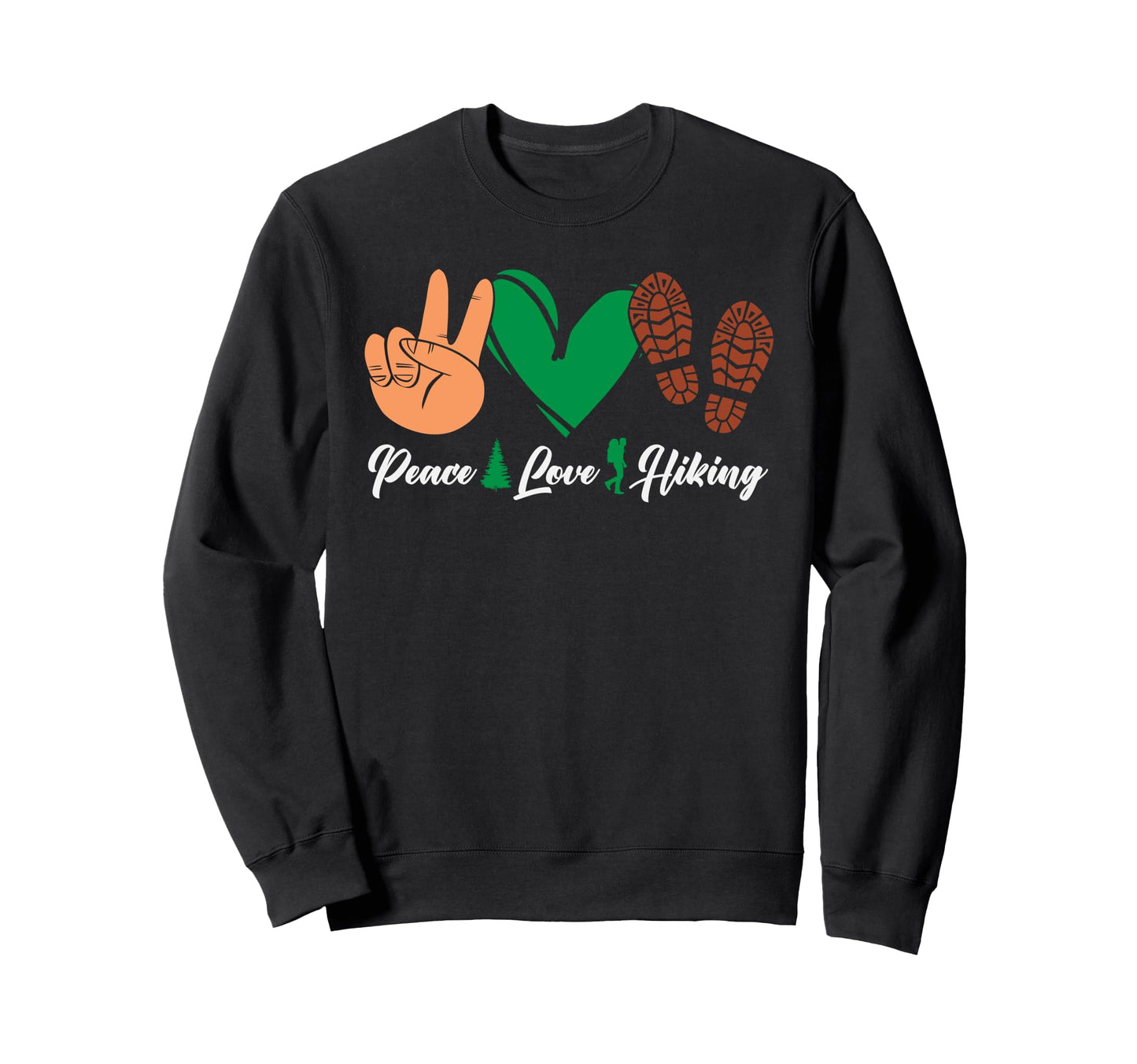 Female Hiker Heart Peace Love Hiking Sweatshirt - Novelty Apparel Unisex - T-Shirt, Sweatshirt, Hoodie