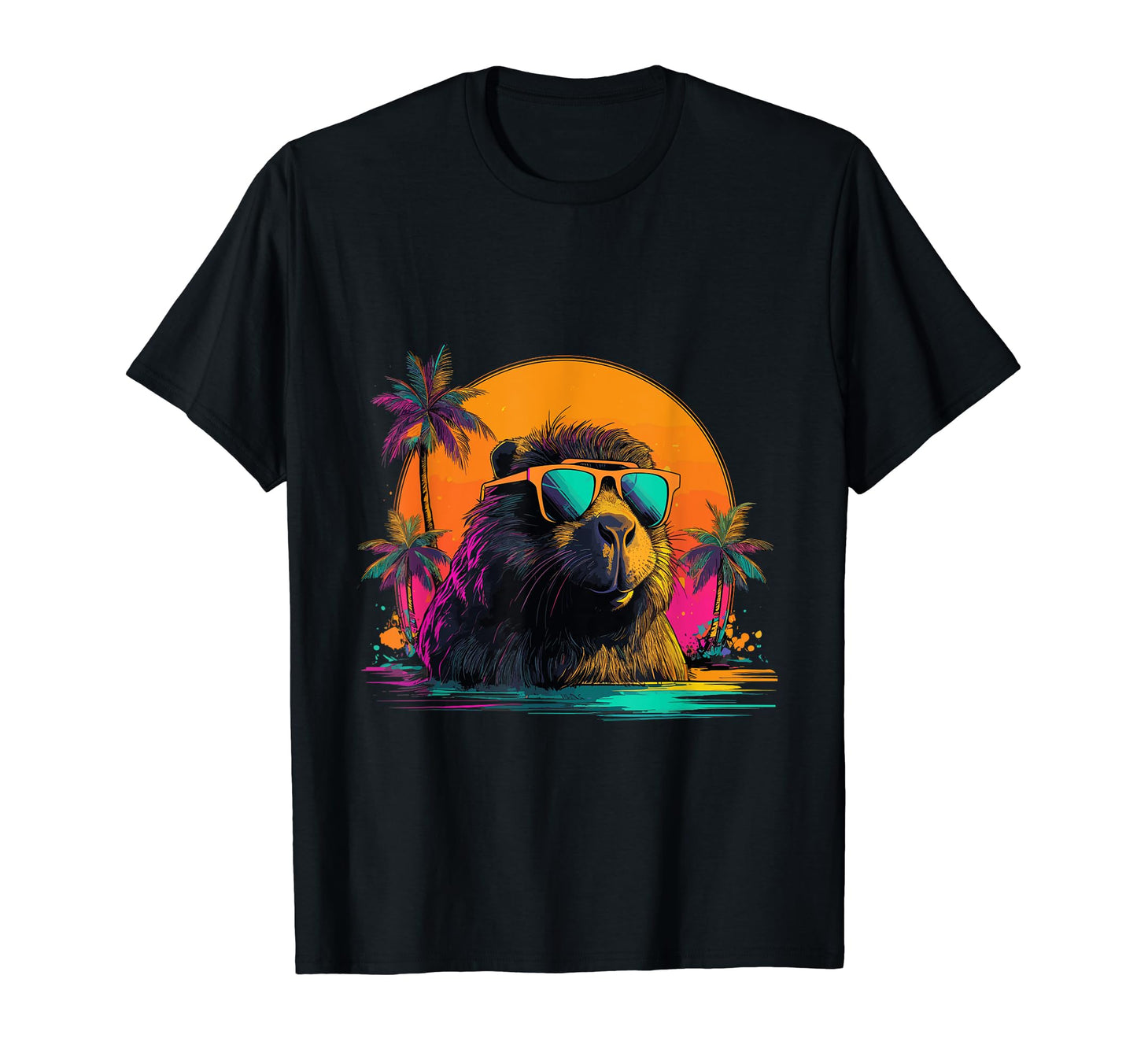 Funny Capybara Vaporwave Aesthetic T-Shirt - Novelty Apparel for Adults - T-Shirt, Sweatshirt, Hoodie