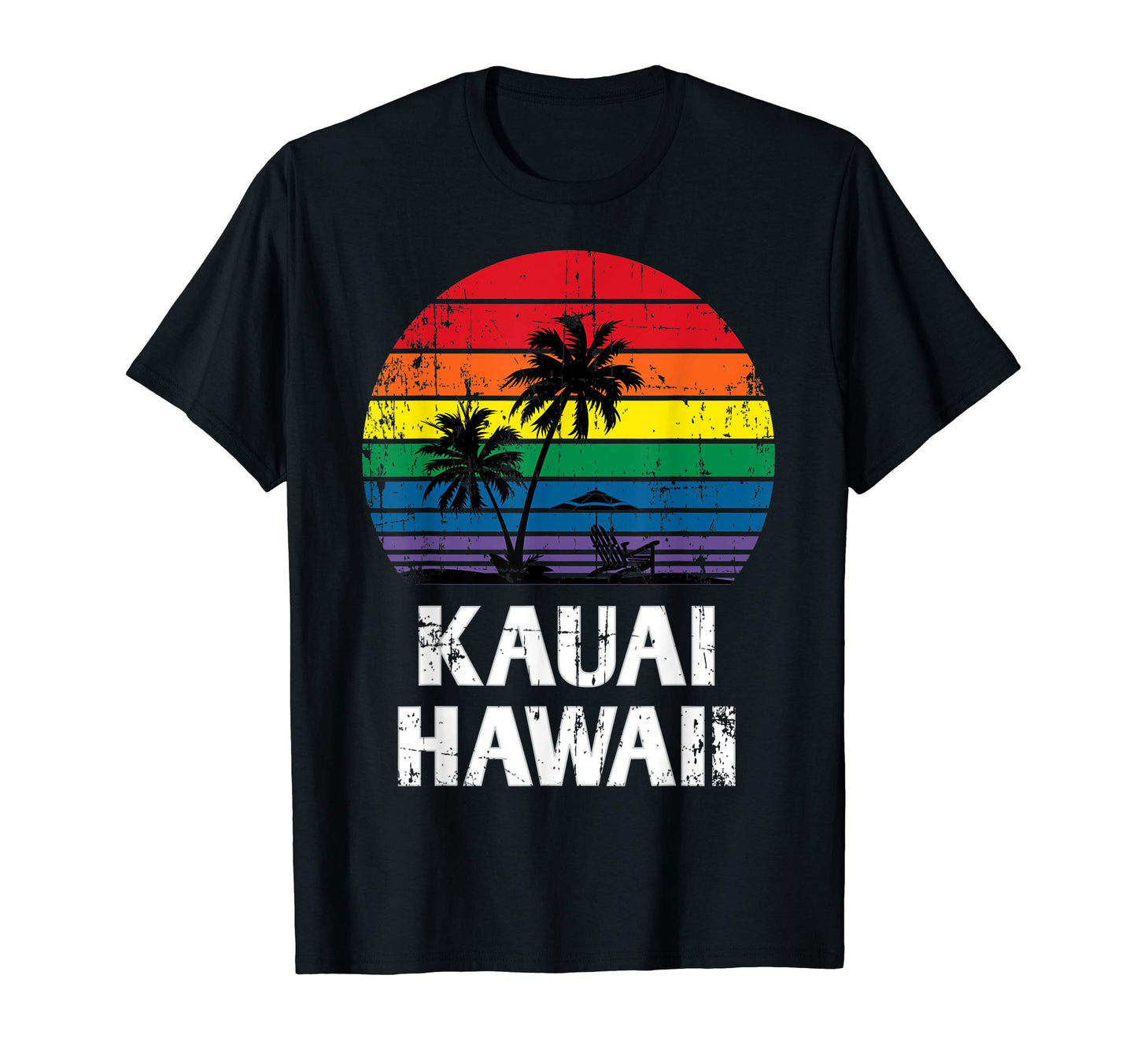 Kauai Hawaii Lgbt Pride Rainbow Palm T-Shirt - Unique Graphic for Adults - T-Shirt, Sweatshirt, Hoodie
