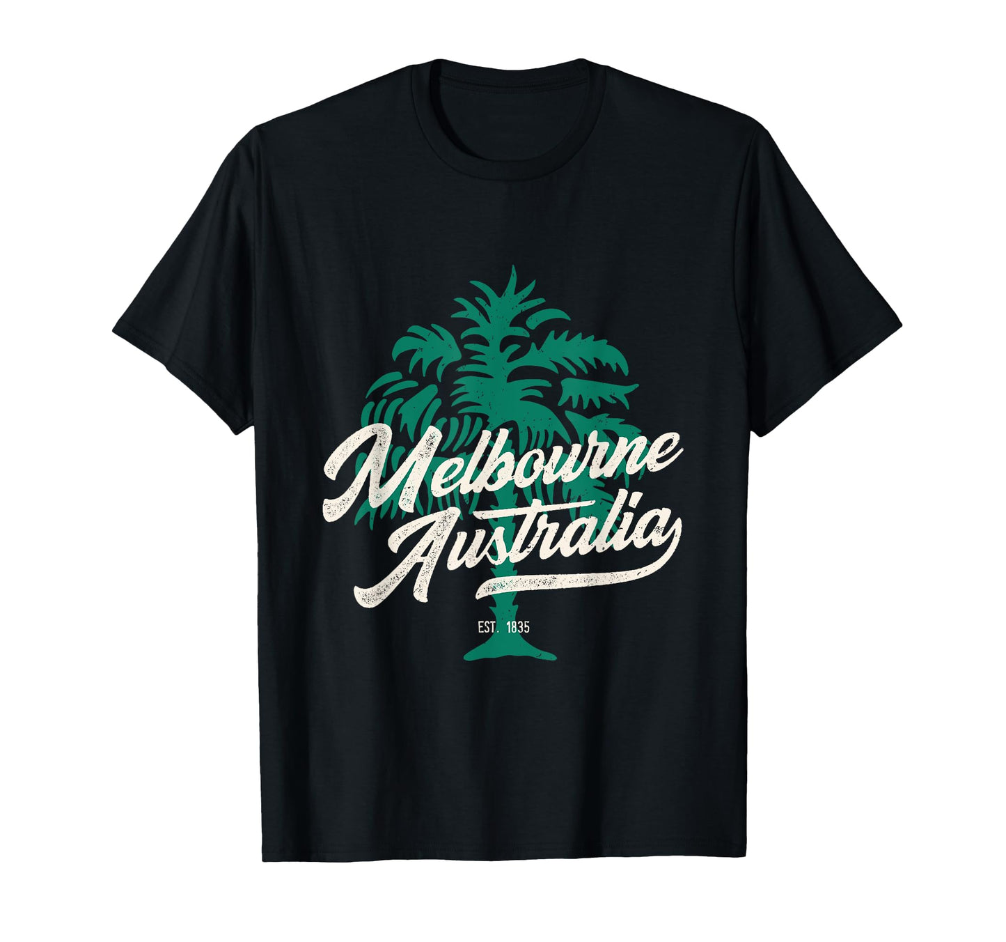 Palm Tree Typography Melbourne Australia T-Shirt - Graphic Print Unisex - T-Shirt, Sweatshirt, Hoodie