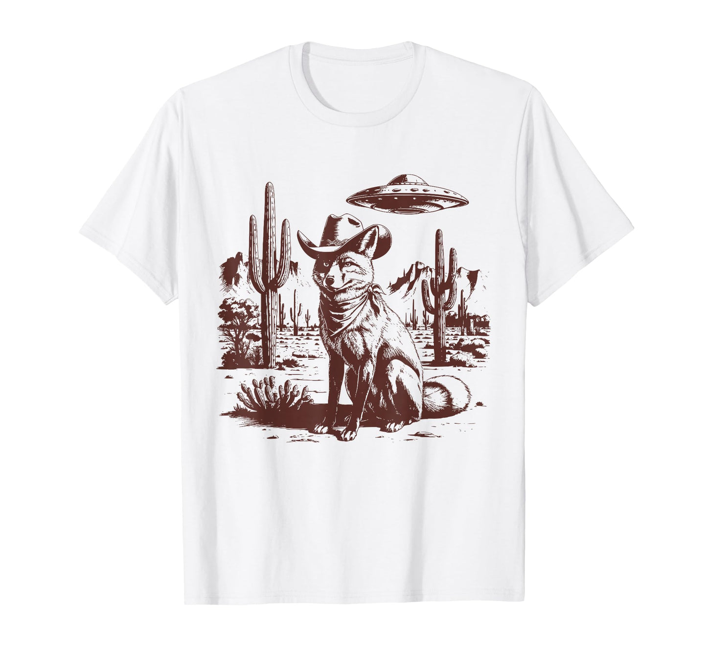 Fox Ufo Western Alien 90S Cowboy T-Shirt - Unique Graphic Men Women - T-Shirt, Sweatshirt, Hoodie