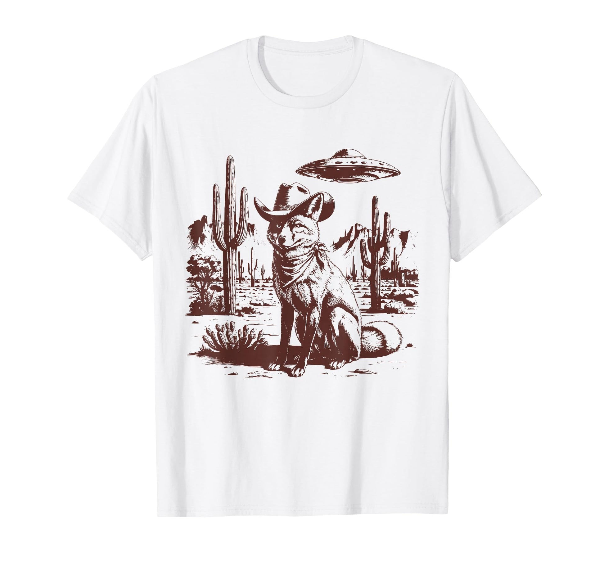Fox Ufo Western Alien 90S Cowboy T-Shirt - Unique Graphic Men Women - T-Shirt, Sweatshirt, Hoodie