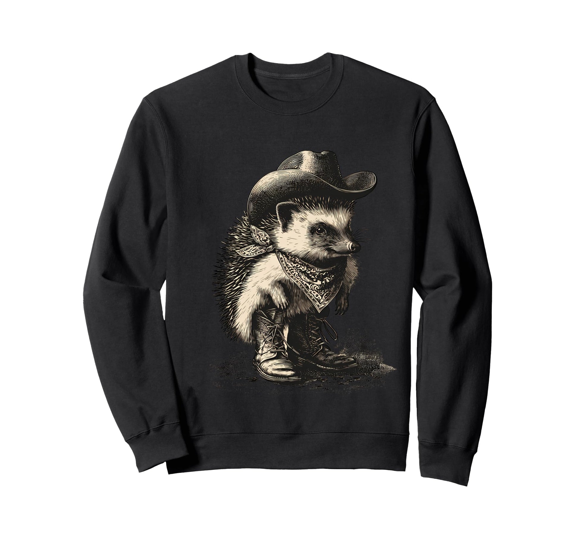 Hedgehog Cowboy Rodeo Cowgirl Western Sweatshirt - Novelty Apparel Unisex - T-Shirt, Sweatshirt, Hoodie
