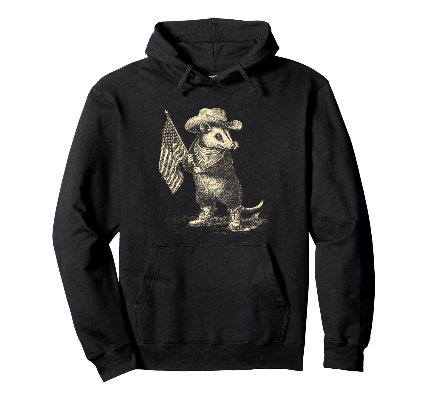 Country Cowboy Opossum Rodeo Possum Hoodie - Minimalist Print for Adults - T-Shirt, Sweatshirt, Hoodie