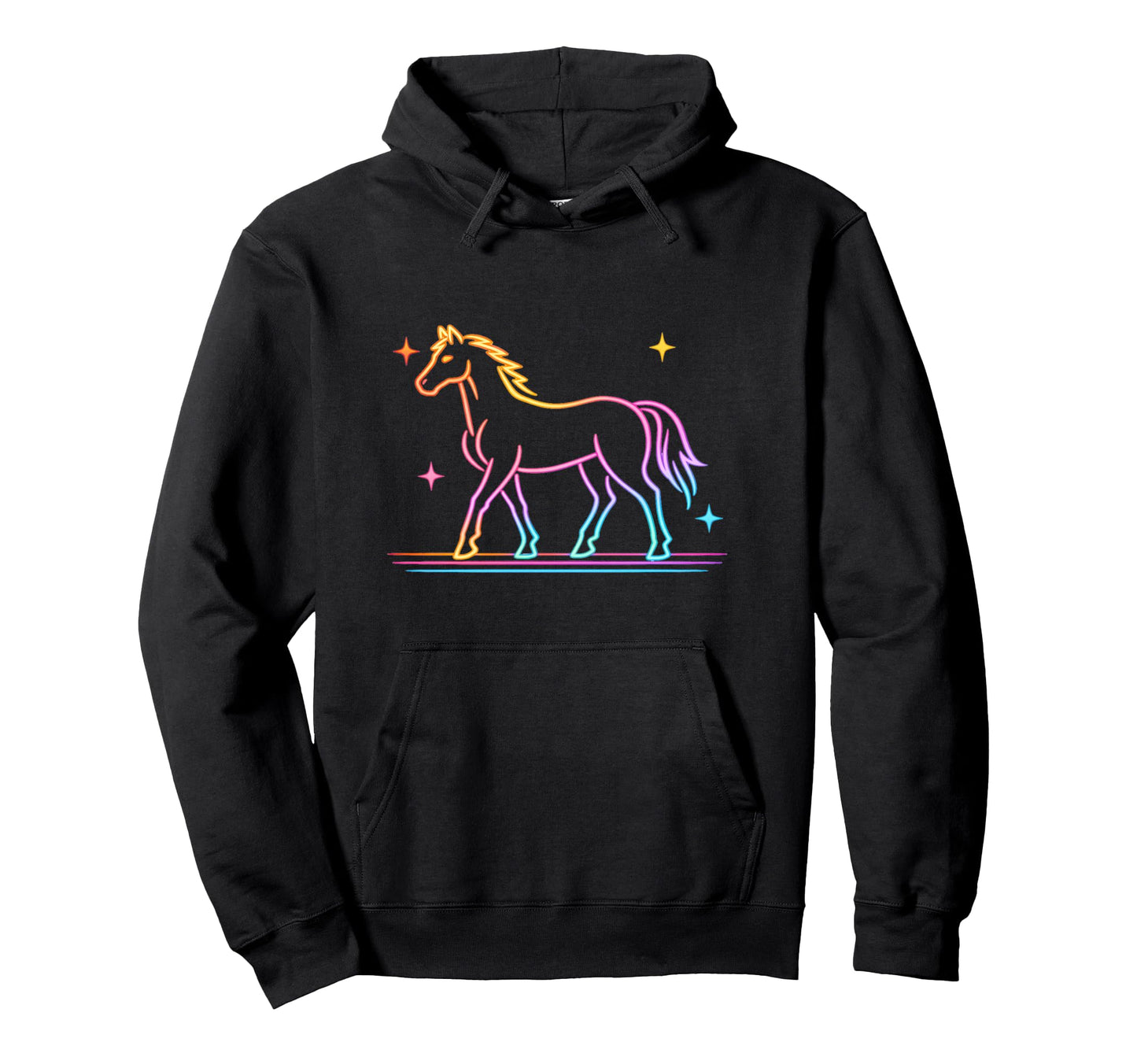 Neon Horse Western Night Cowgirl Hoodie - Fun Novelty Design for Adults - T-Shirt, Sweatshirt, Hoodie