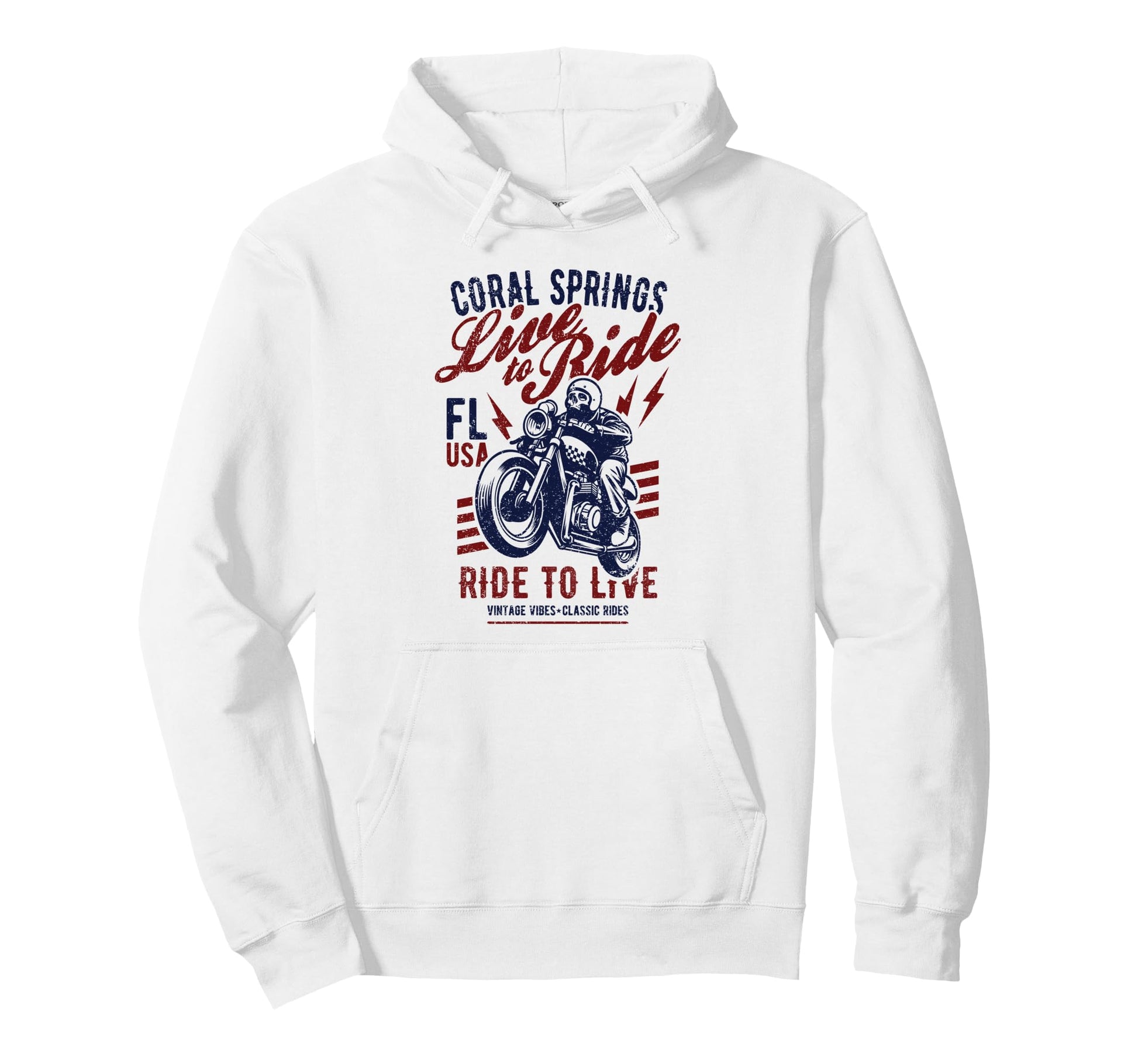 Coral Springs Florida Motorcycle Skull Hoodie - Custom Art Print Men Women - T-Shirt, Sweatshirt, Hoodie