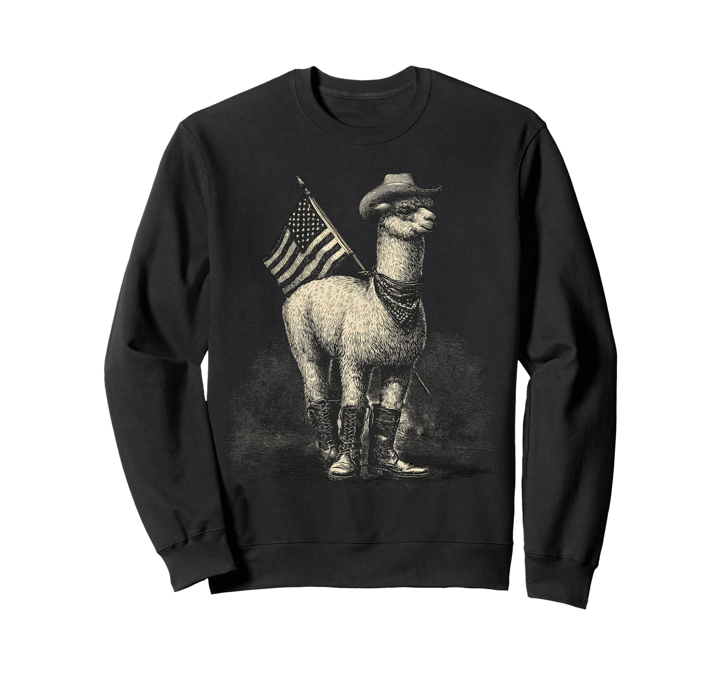 Country Cowboy Alpaca Llama Rodeo Sweatshirt - Minimalist Print Unisex - T-Shirt, Sweatshirt, Hoodie