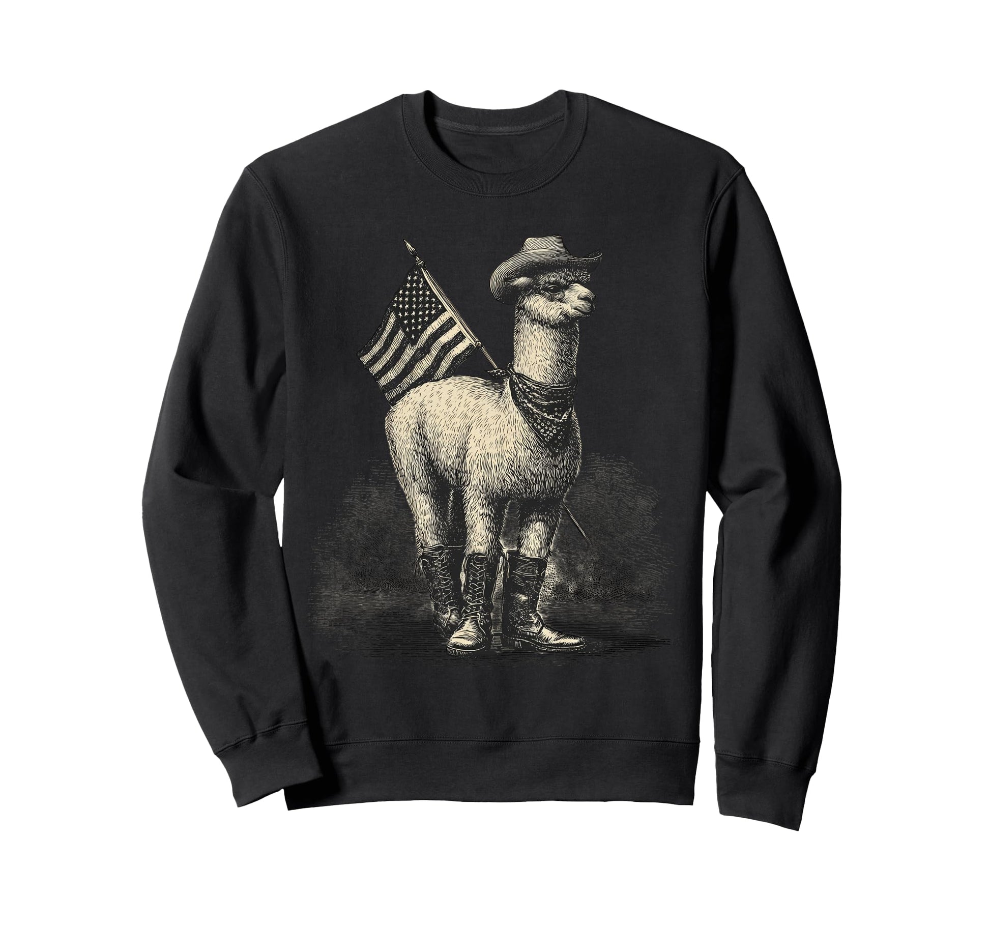 Country Cowboy Alpaca Llama Rodeo Sweatshirt - Minimalist Print Unisex - T-Shirt, Sweatshirt, Hoodie