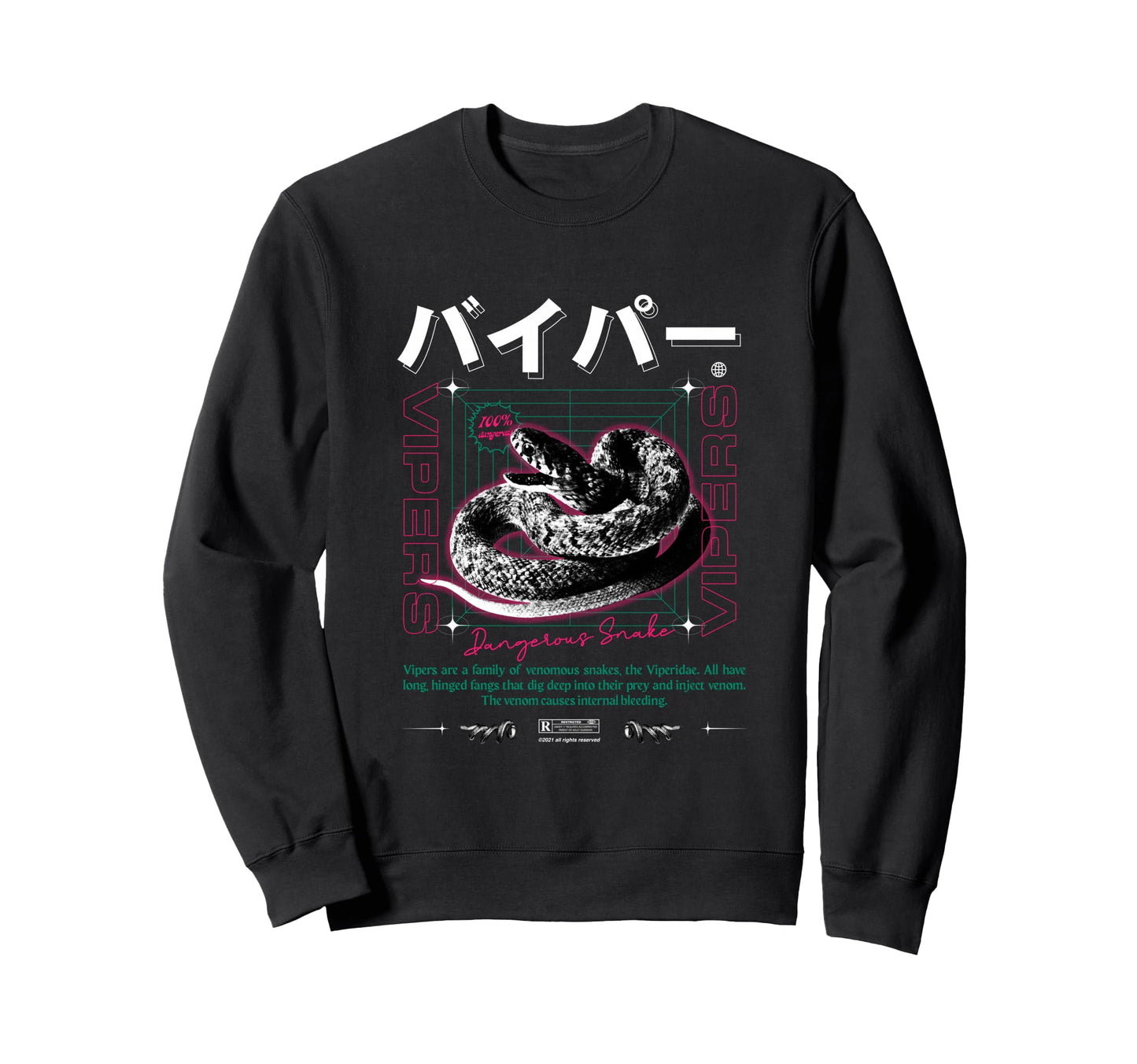 Snake Vipers Venom Aesthetic Edgy Sweatshirt - Custom Art Print for Adults - T-Shirt, Sweatshirt, Hoodie