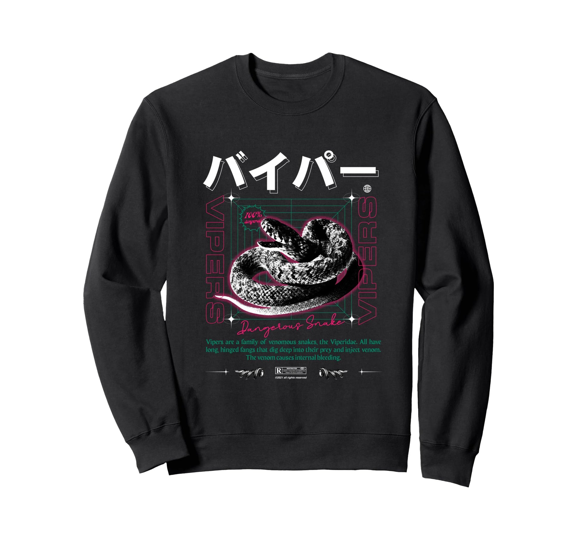 Snake Vipers Venom Aesthetic Edgy Sweatshirt - Custom Art Print for Adults - T-Shirt, Sweatshirt, Hoodie