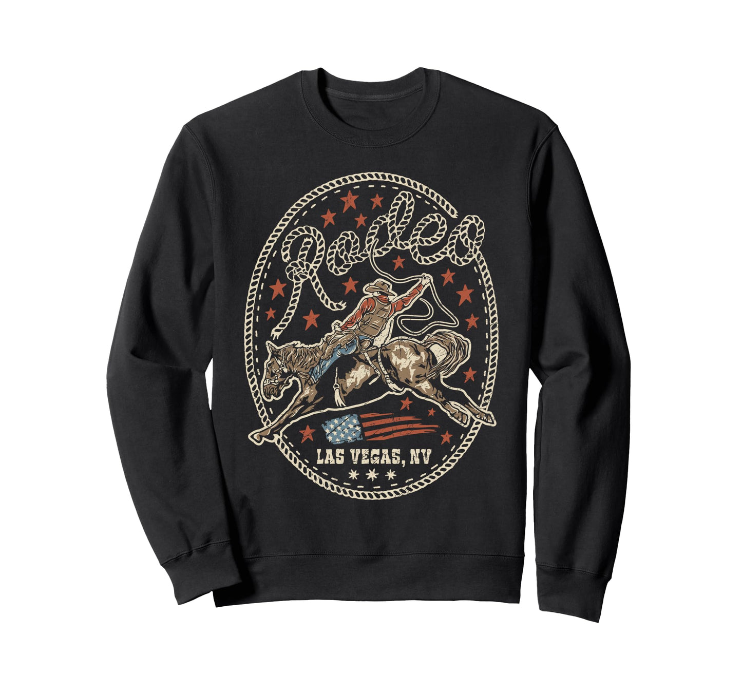 Rodeo Cowboy American Flag Sweatshirt - Fun Novelty Design Men Women - T-Shirt, Sweatshirt, Hoodie