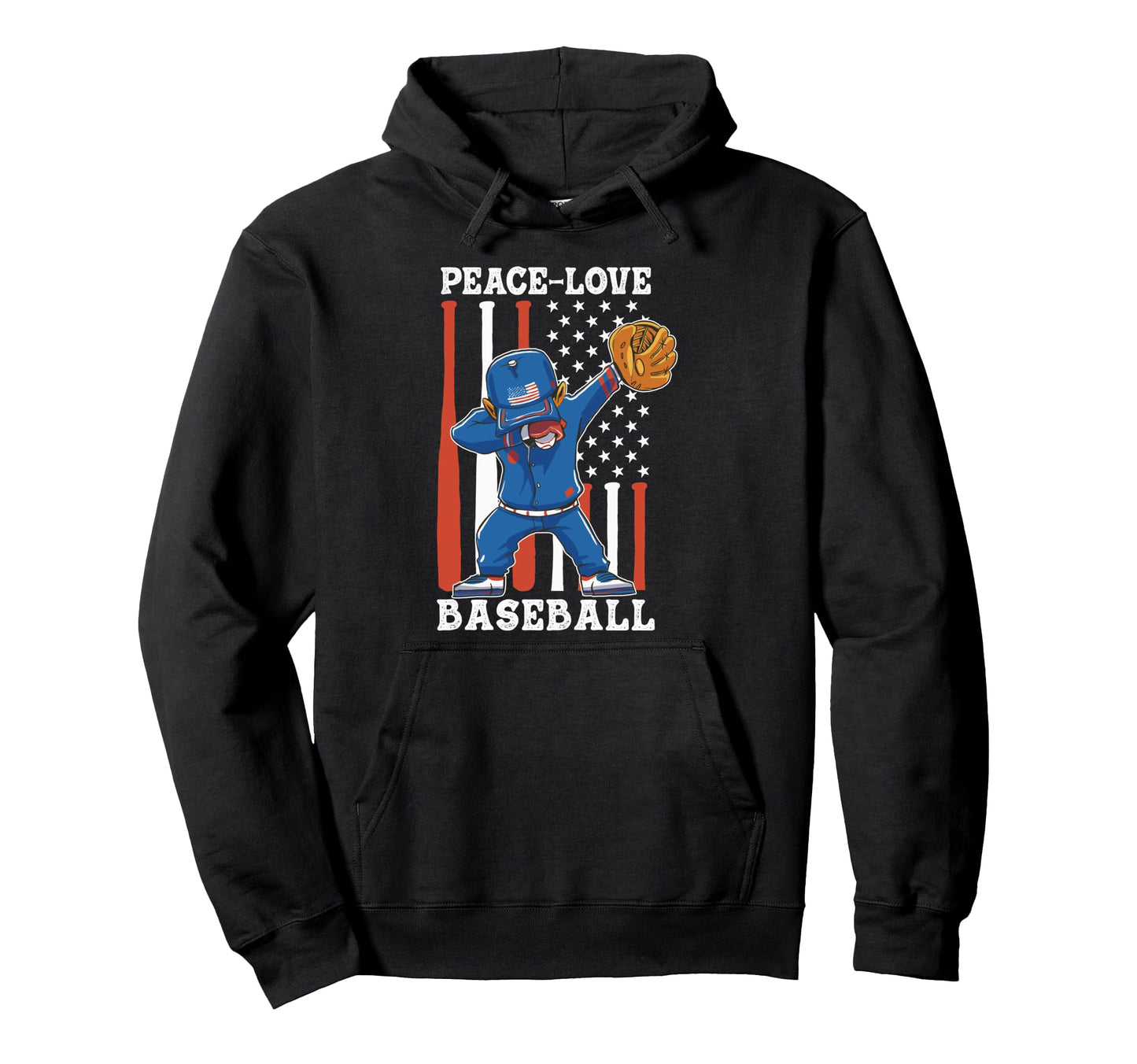 Peace Love Baseball Hoodie - Graphic Print Unisex - T-Shirt, Sweatshirt, Hoodie