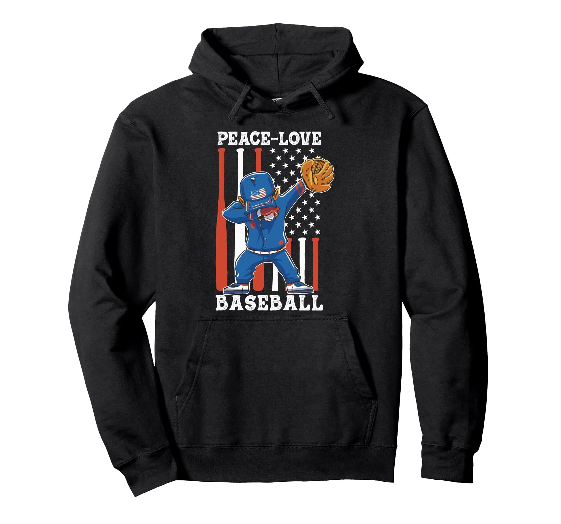 Peace Love Baseball Hoodie - Graphic Print Unisex - T-Shirt, Sweatshirt, Hoodie