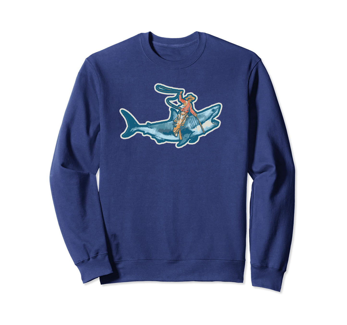 Shark Lover Rodeo Cowboy Riding Great Sweatshirt - Minimalist Print Unisex - T-Shirt, Sweatshirt, Hoodie