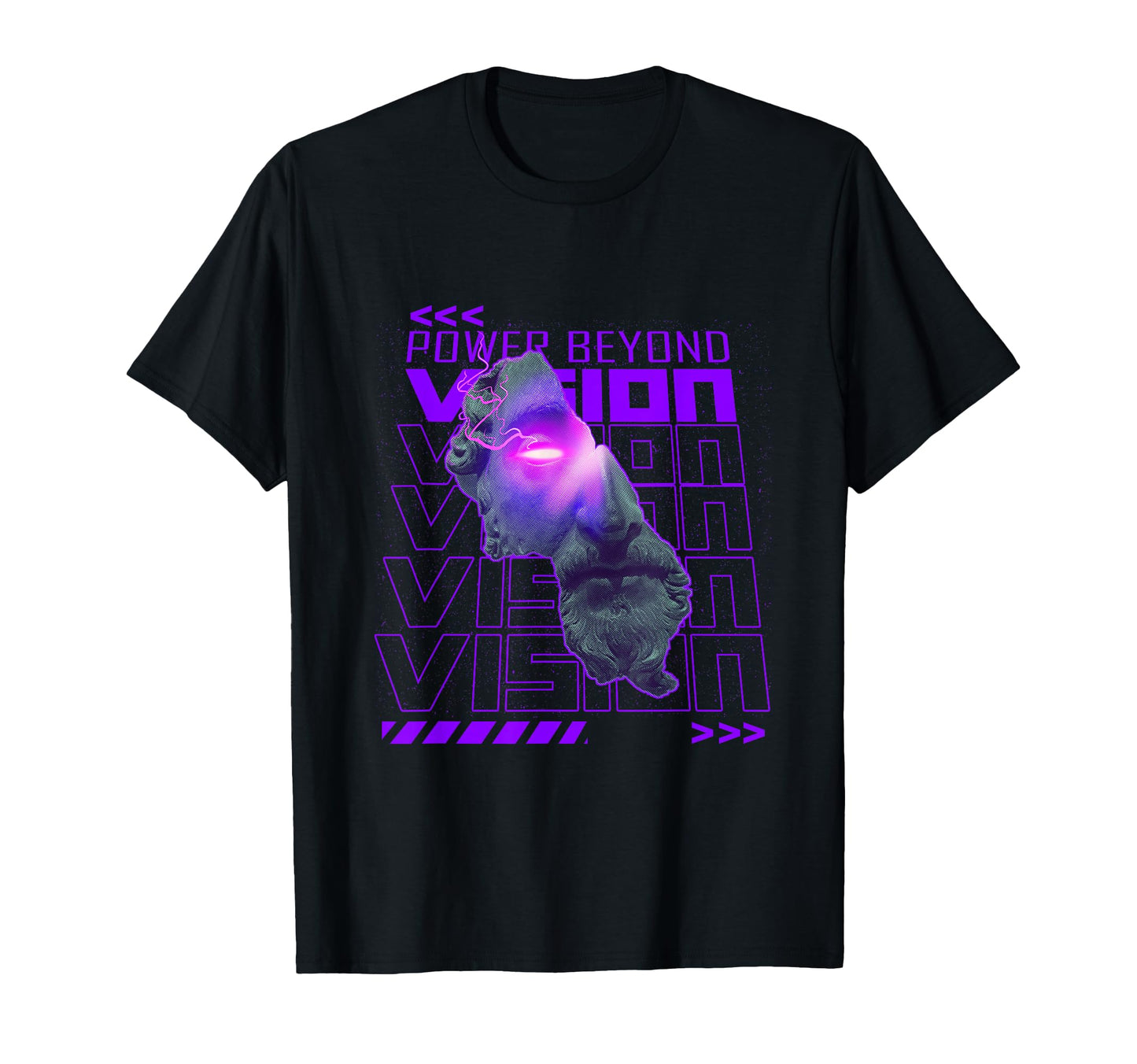 Power Beyond Vision Vaporwave T-Shirt - Novelty Apparel for Adults - T-Shirt, Sweatshirt, Hoodie