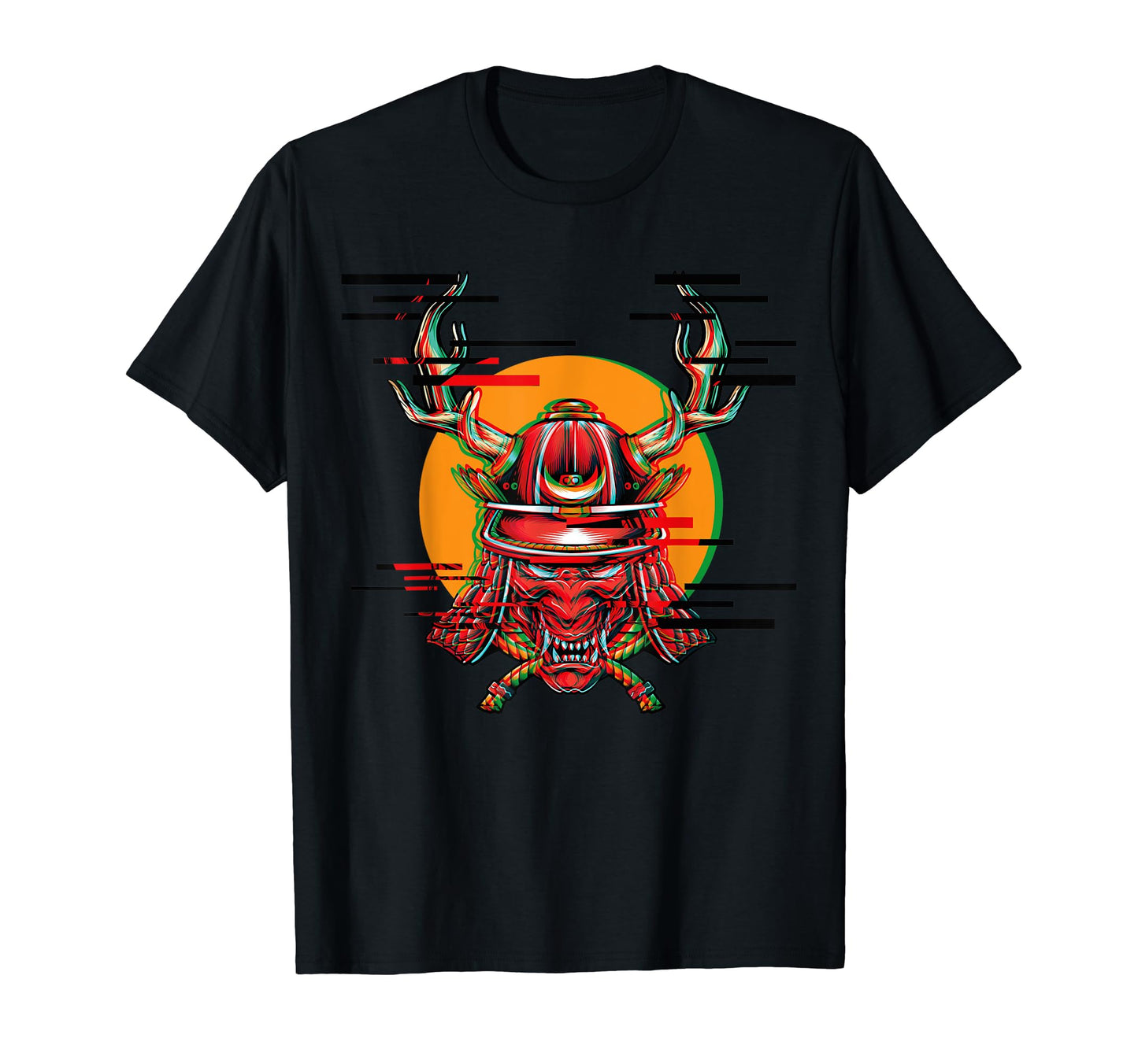 Demon Oni Mask Glitch Aesthetic Japan T-Shirt - Streetwear Style Unisex - T-Shirt, Sweatshirt, Hoodie