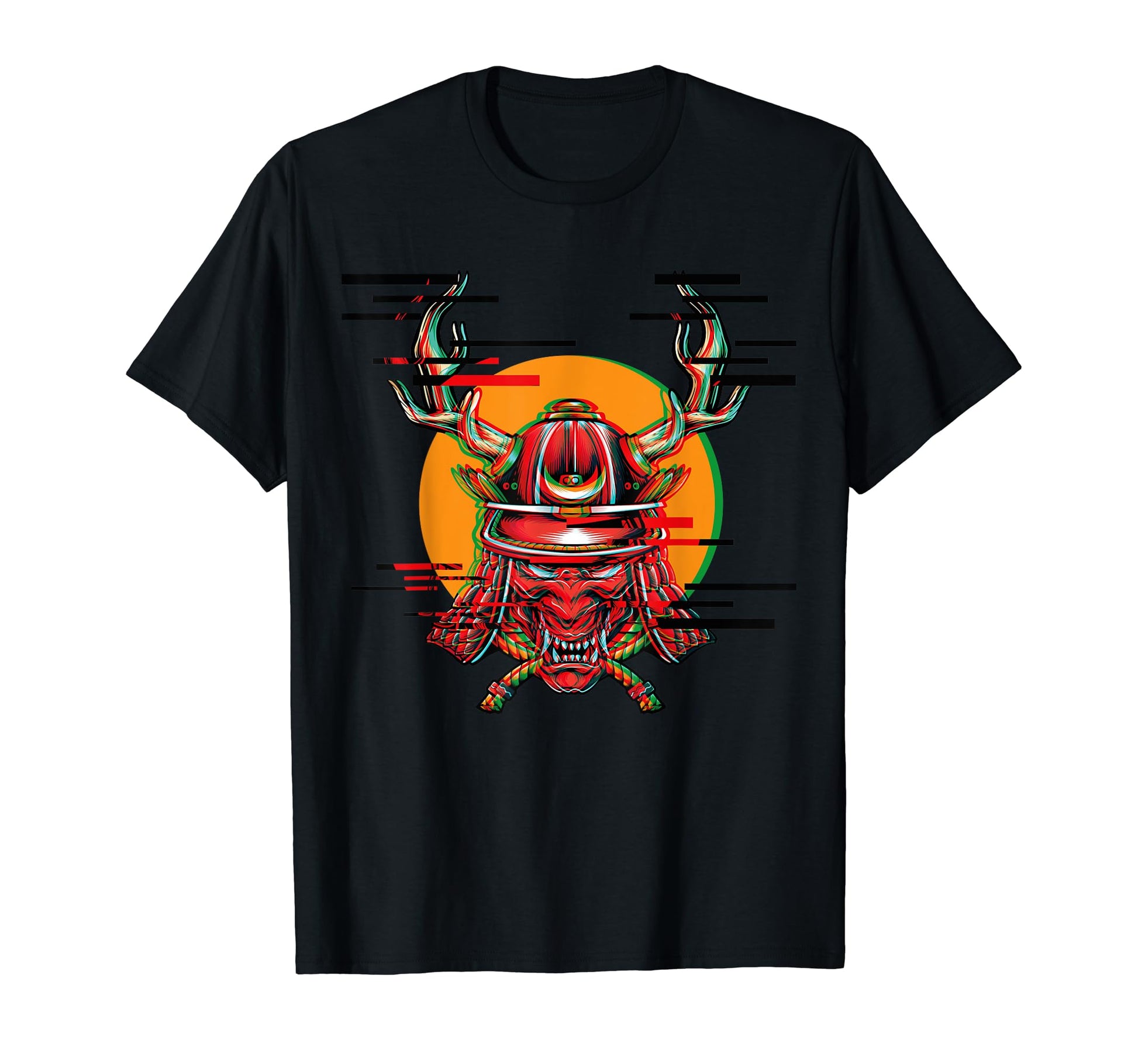Demon Oni Mask Glitch Aesthetic Japan T-Shirt - Streetwear Style Unisex - T-Shirt, Sweatshirt, Hoodie