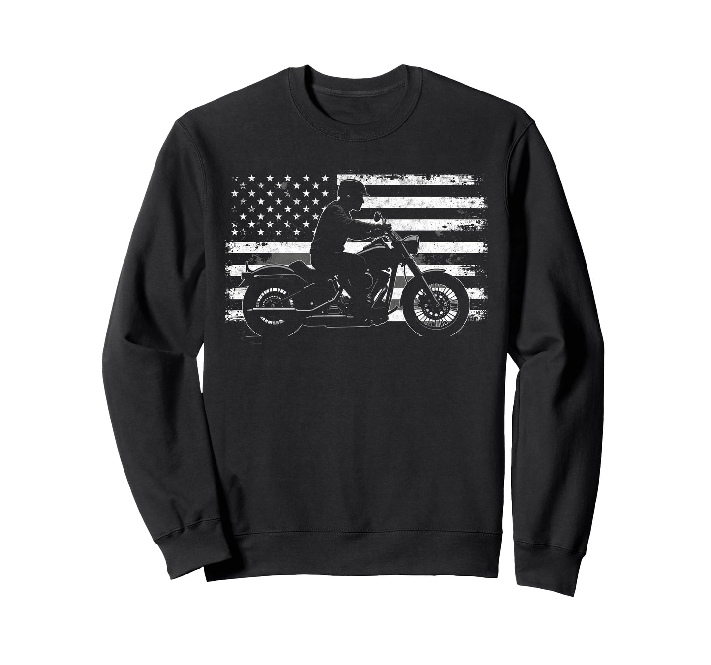 Us Flag Biker Riding Lover Sweatshirt - Casual Everyday Wear Men Women - T-Shirt, Sweatshirt, Hoodie