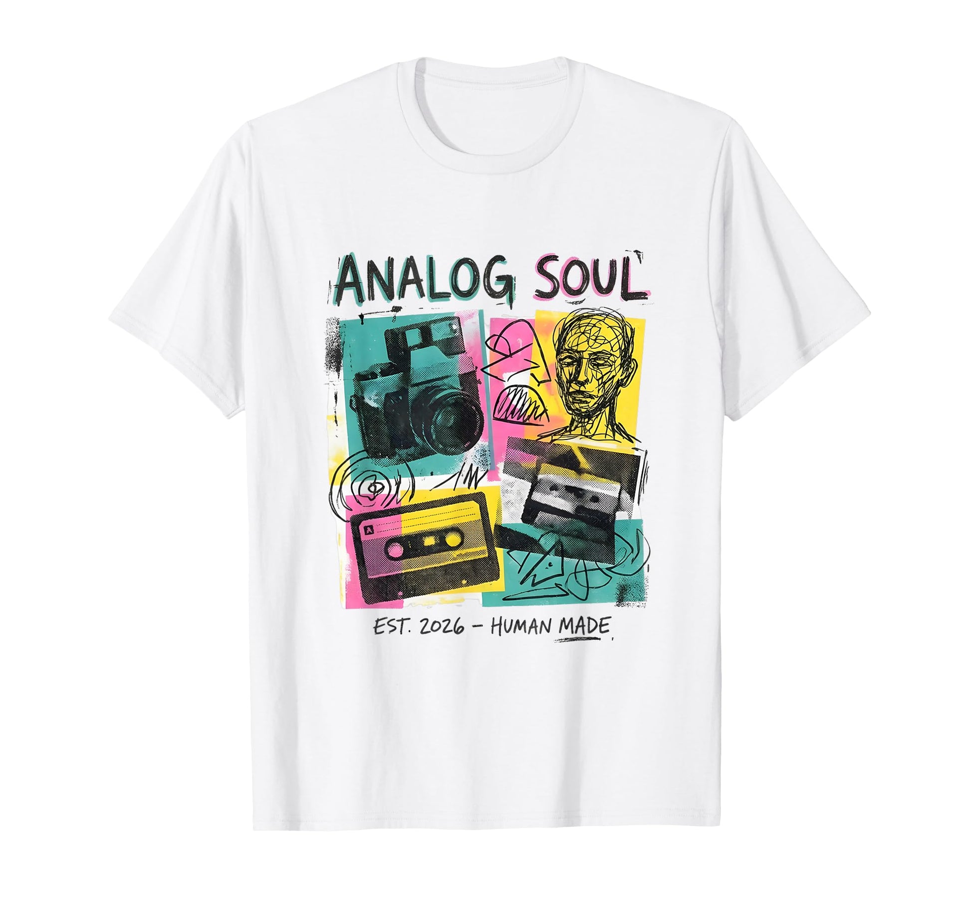 Camera Cassette 80S 90S Music T-Shirt - Casual Everyday Wear for Adults - T-Shirt, Sweatshirt, Hoodie