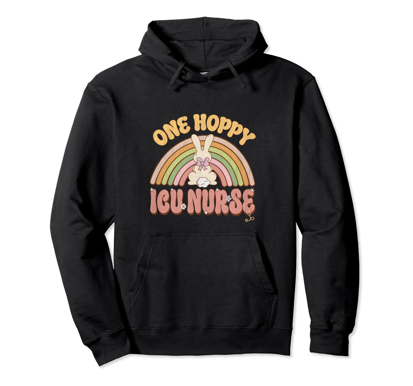 One Hoppy Icu Nurse Bunny Easter Hoodie - Minimalist Print for Adults - T-Shirt, Sweatshirt, Hoodie