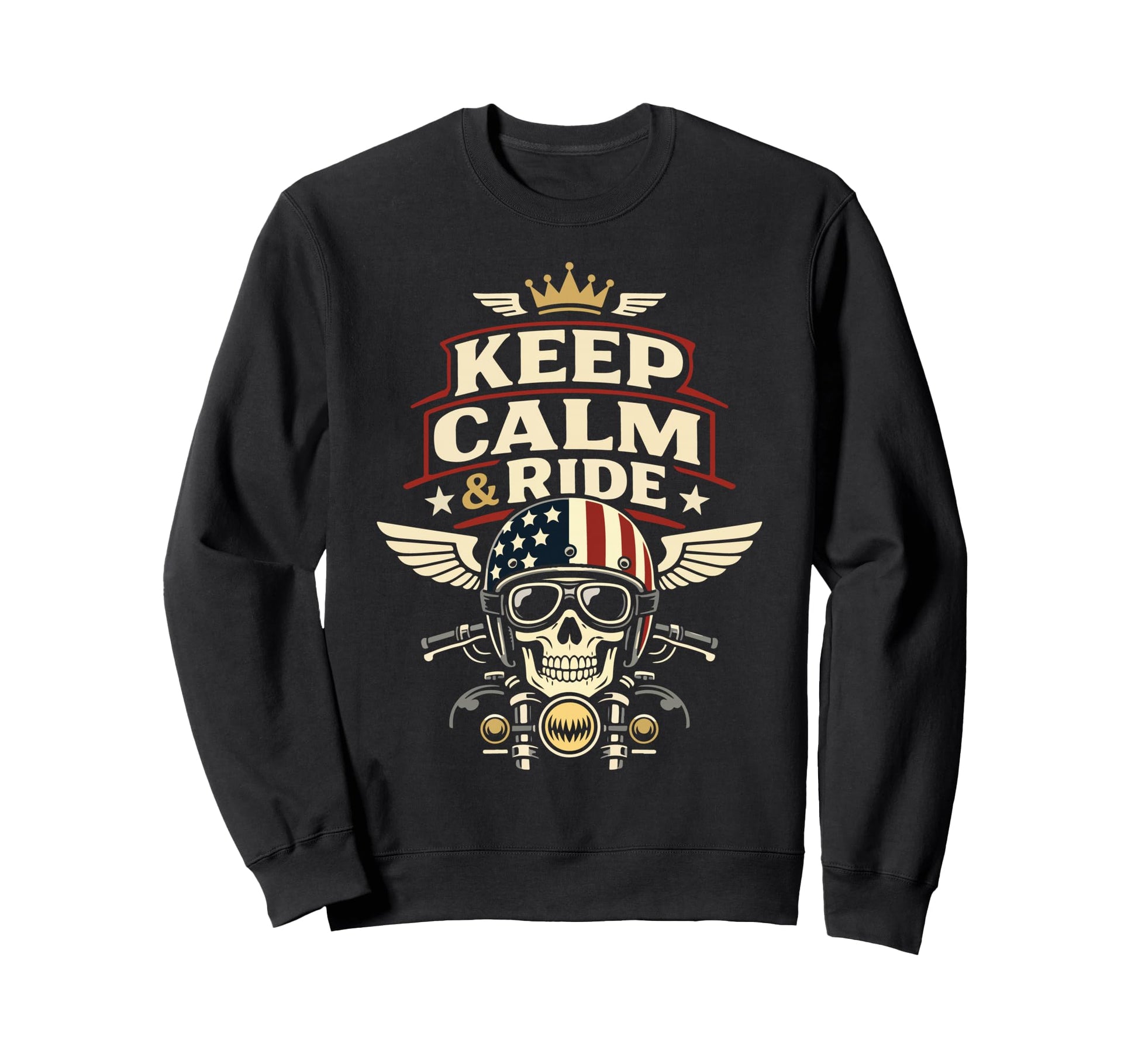 Motorcycle Biker Keep Calm Ride Sweatshirt - Unique Graphic for Adults - T-Shirt, Sweatshirt, Hoodie
