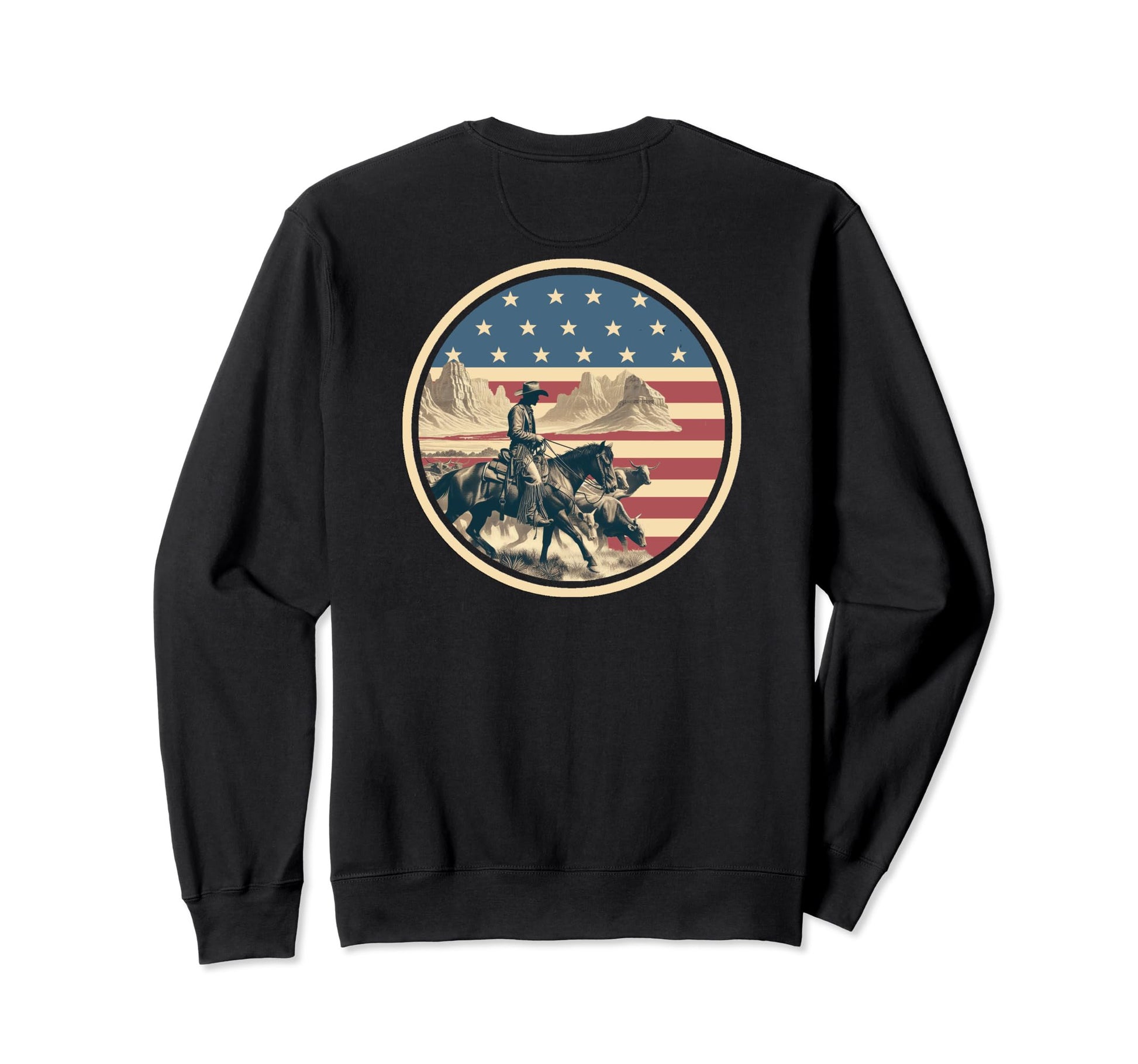 Cowboy Herding Cattle Cow Drive Sweatshirt - Graphic Print for Adults - T-Shirt, Sweatshirt, Hoodie