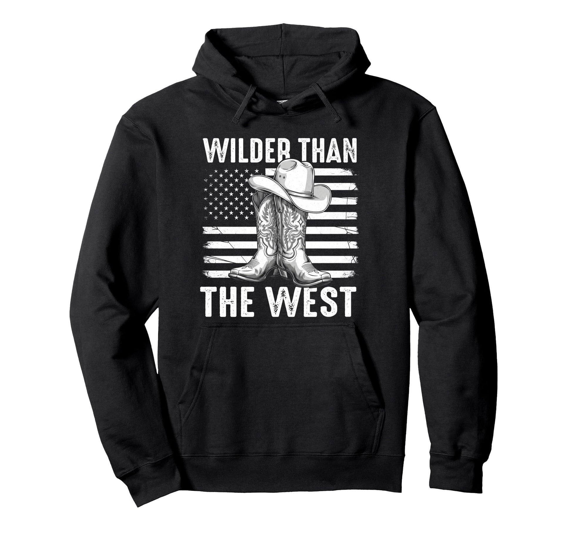 Wilder Than West Cowboy Boots Western Usa Hoodie - Streetwear Style Unisex - T-Shirt, Sweatshirt, Hoodie