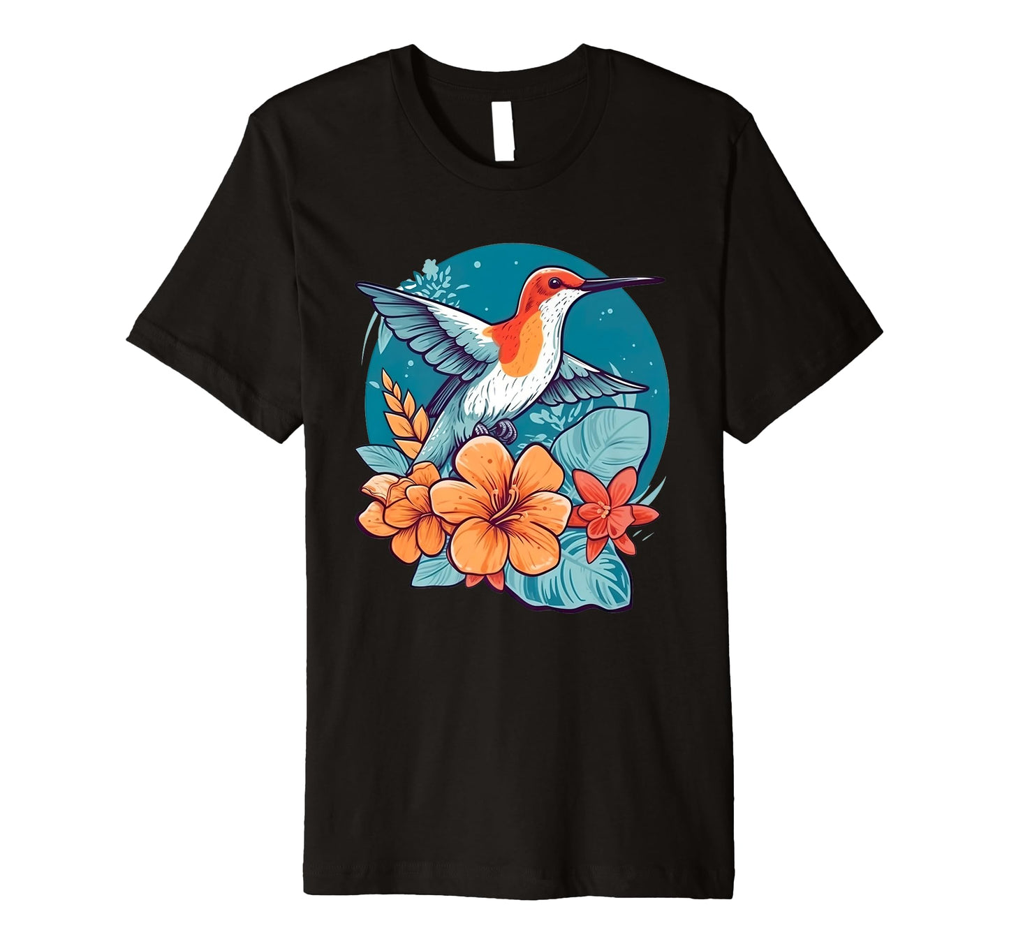 Hummingbird Boho Surfer Hibiscus Flower T-Shirt - Trendy Graphic for Adults - T-Shirt, Sweatshirt, Hoodie