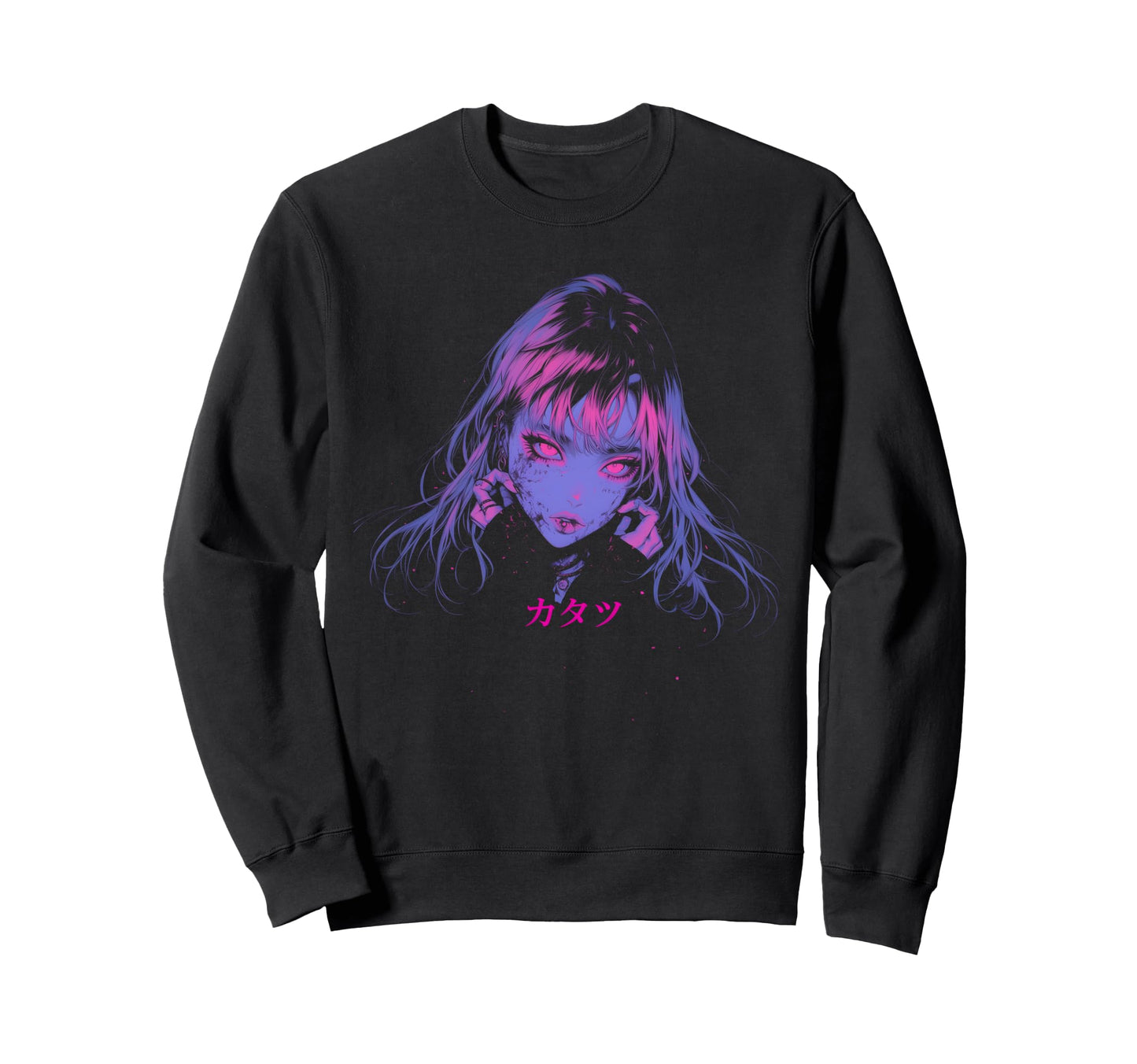 Goth Grunge Demon Anime Waifu Sweatshirt - Custom Art Print Men Women - T-Shirt, Sweatshirt, Hoodie