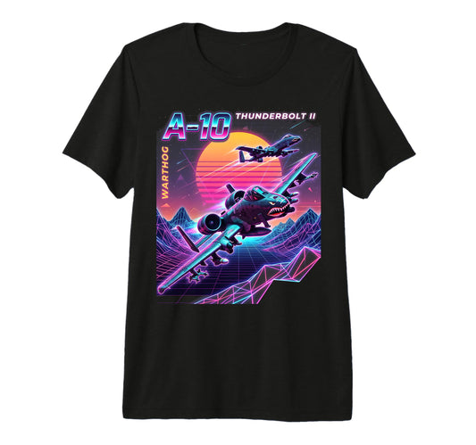 10 Warthog Jet Airplane 80S Synth T-Shirt - Minimalist Print Men Women - T-Shirt, Sweatshirt, Hoodie