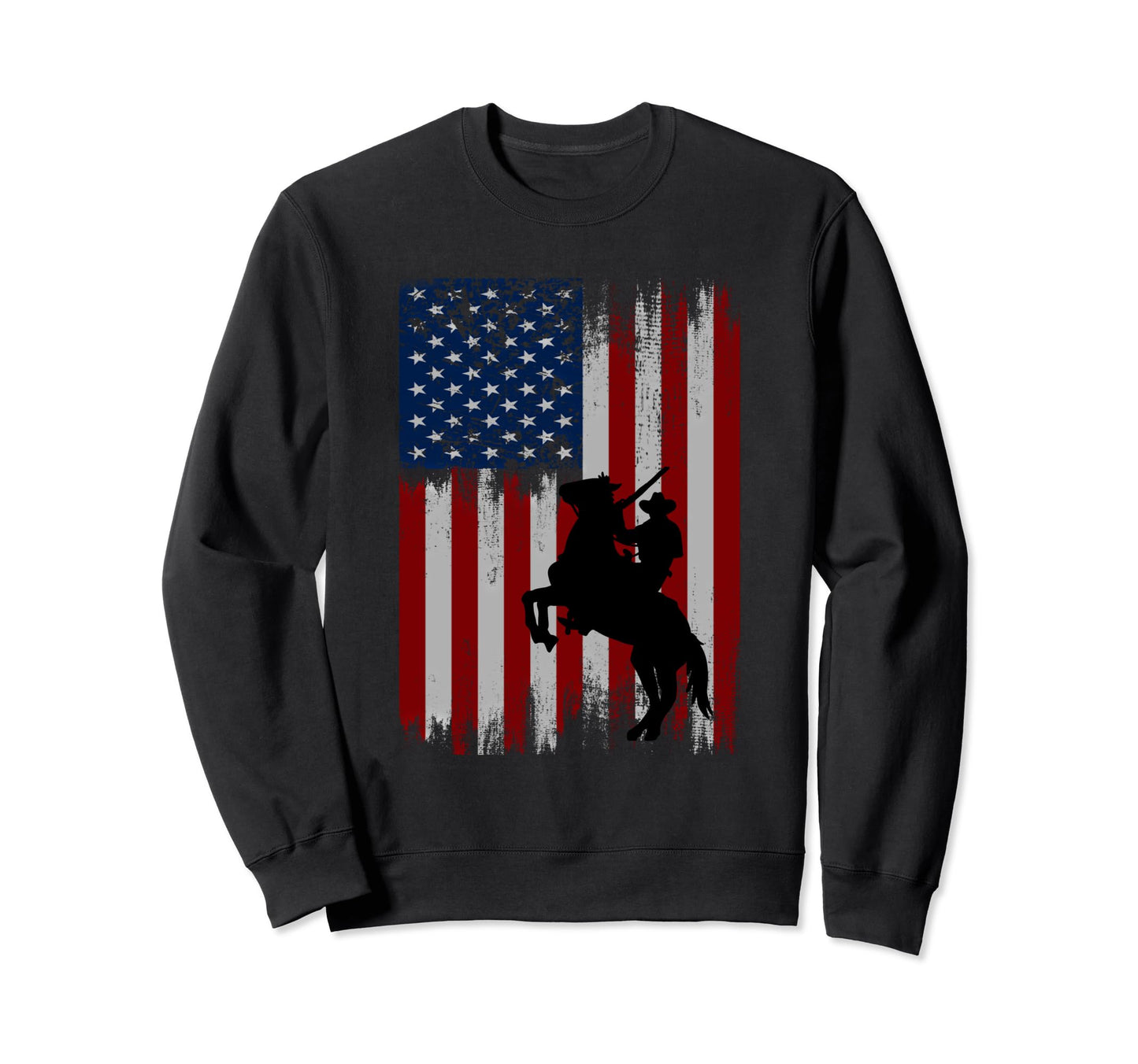 Usa American Flag Cowboy Rodeo Sweatshirt - Fun Novelty Design for Adults - T-Shirt, Sweatshirt, Hoodie