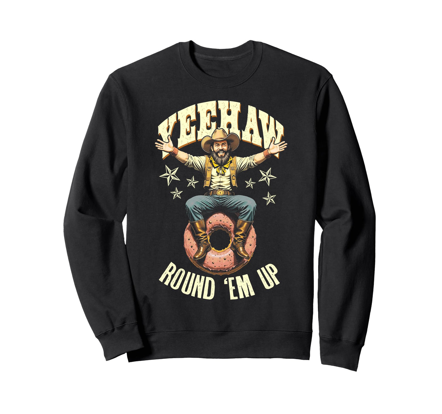 Cowboy Donut Lover Round Em Up Sweatshirt - Trendy Graphic for Adults - T-Shirt, Sweatshirt, Hoodie