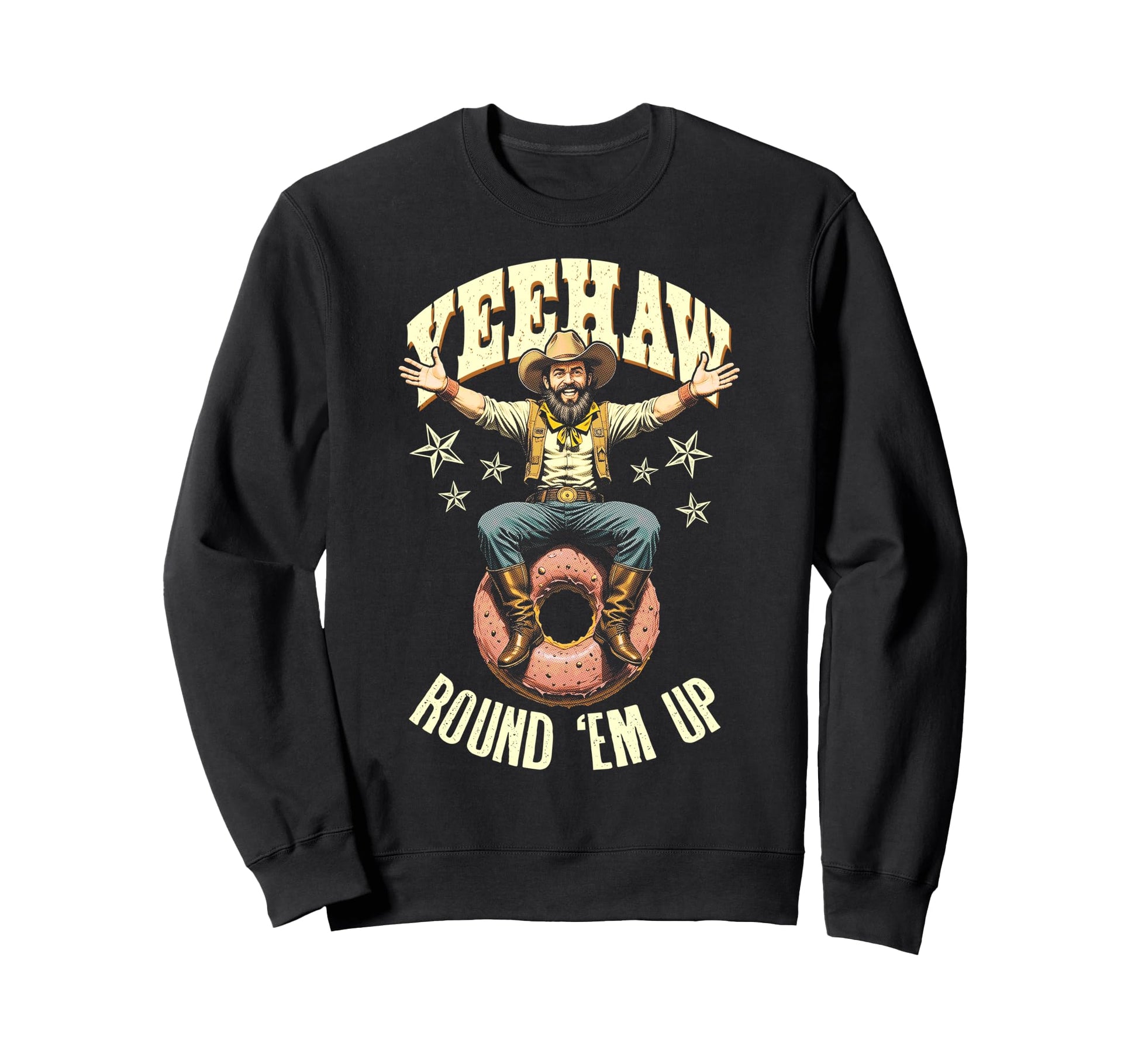 Cowboy Donut Lover Round Em Up Sweatshirt - Trendy Graphic for Adults - T-Shirt, Sweatshirt, Hoodie