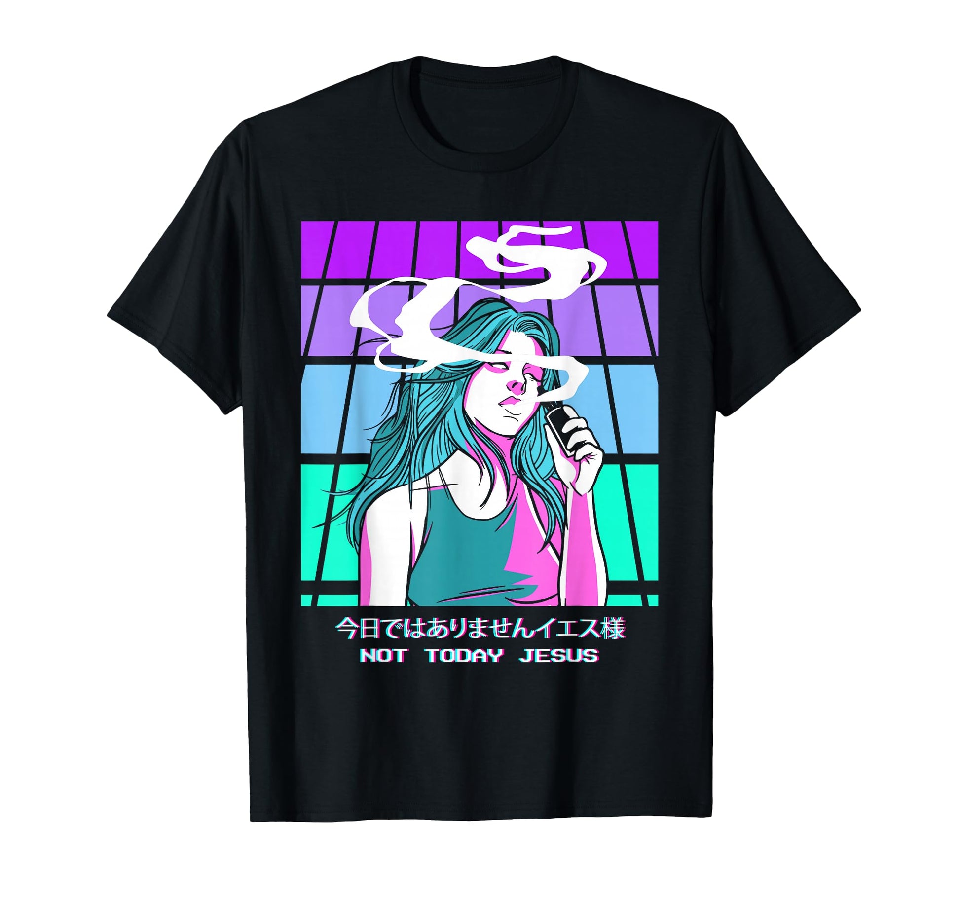 Not Today Jesus Anime Vaporwave T-Shirt - Aesthetic Graphic Men Women - T-Shirt, Sweatshirt, Hoodie