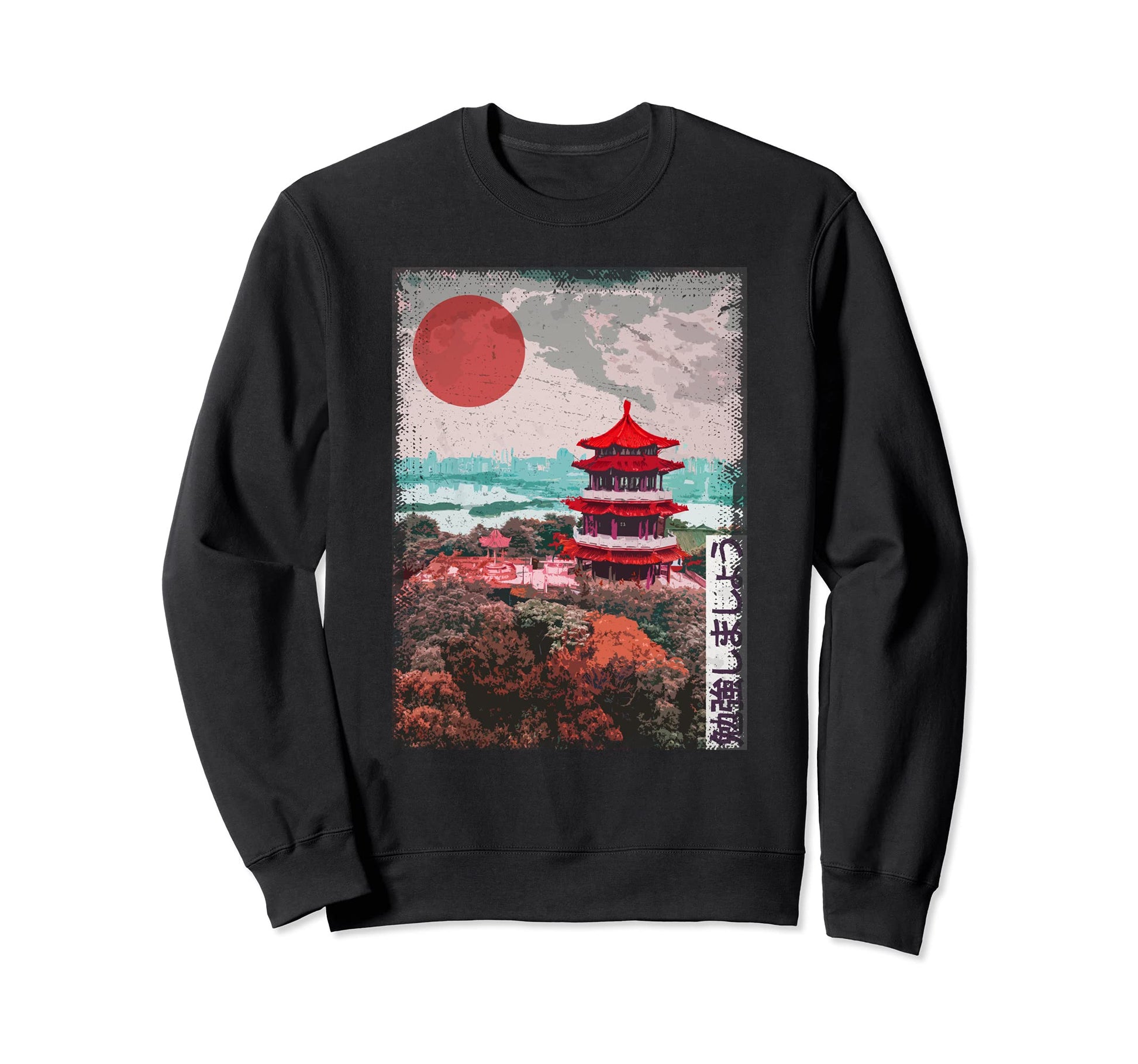 Japanese Temple Tree Blossom Japan Sweatshirt - Graphic Print Men Women - T-Shirt, Sweatshirt, Hoodie