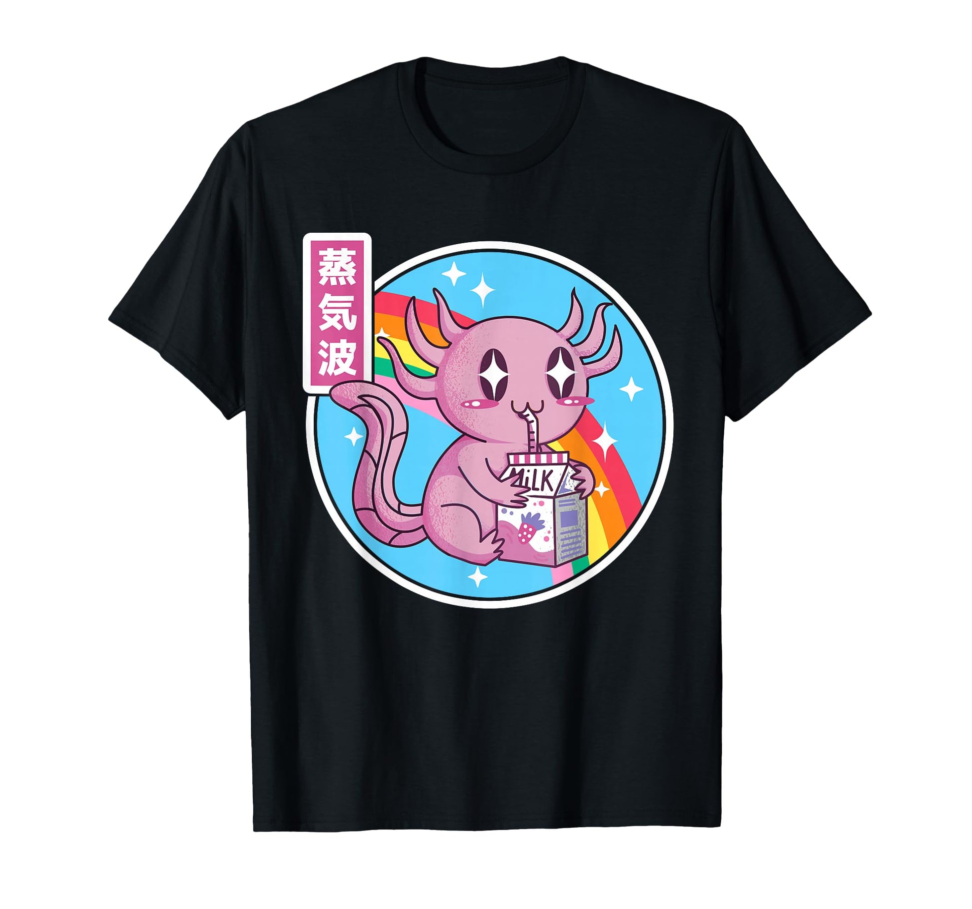 Axolotl Strawberry Milk Kawaii Rainbow T-Shirt - Trendy Graphic Unisex - T-Shirt, Sweatshirt, Hoodie
