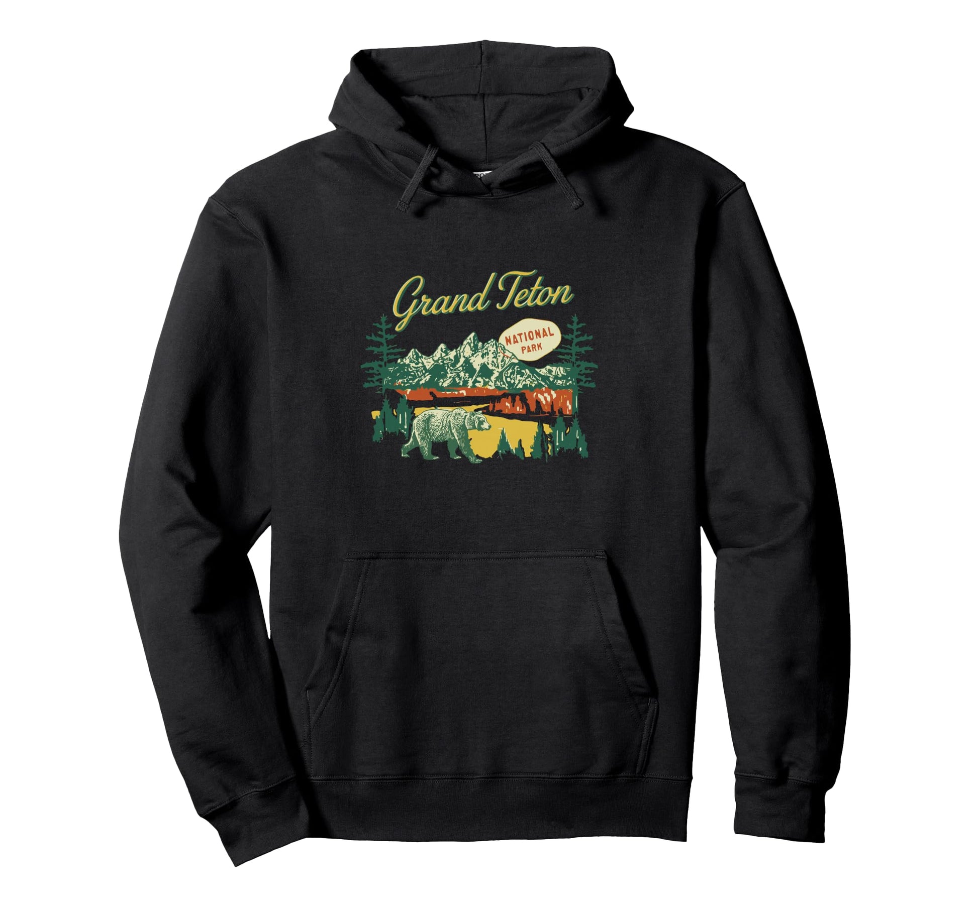 Grizzly Bear Grand Teton National Hoodie - Minimalist Print for Adults - T-Shirt, Sweatshirt, Hoodie