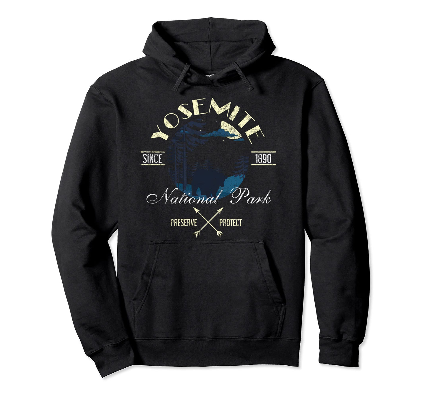 Yosemite National Park Since 1890 Night Hoodie - Graphic Print for Adults - T-Shirt, Sweatshirt, Hoodie