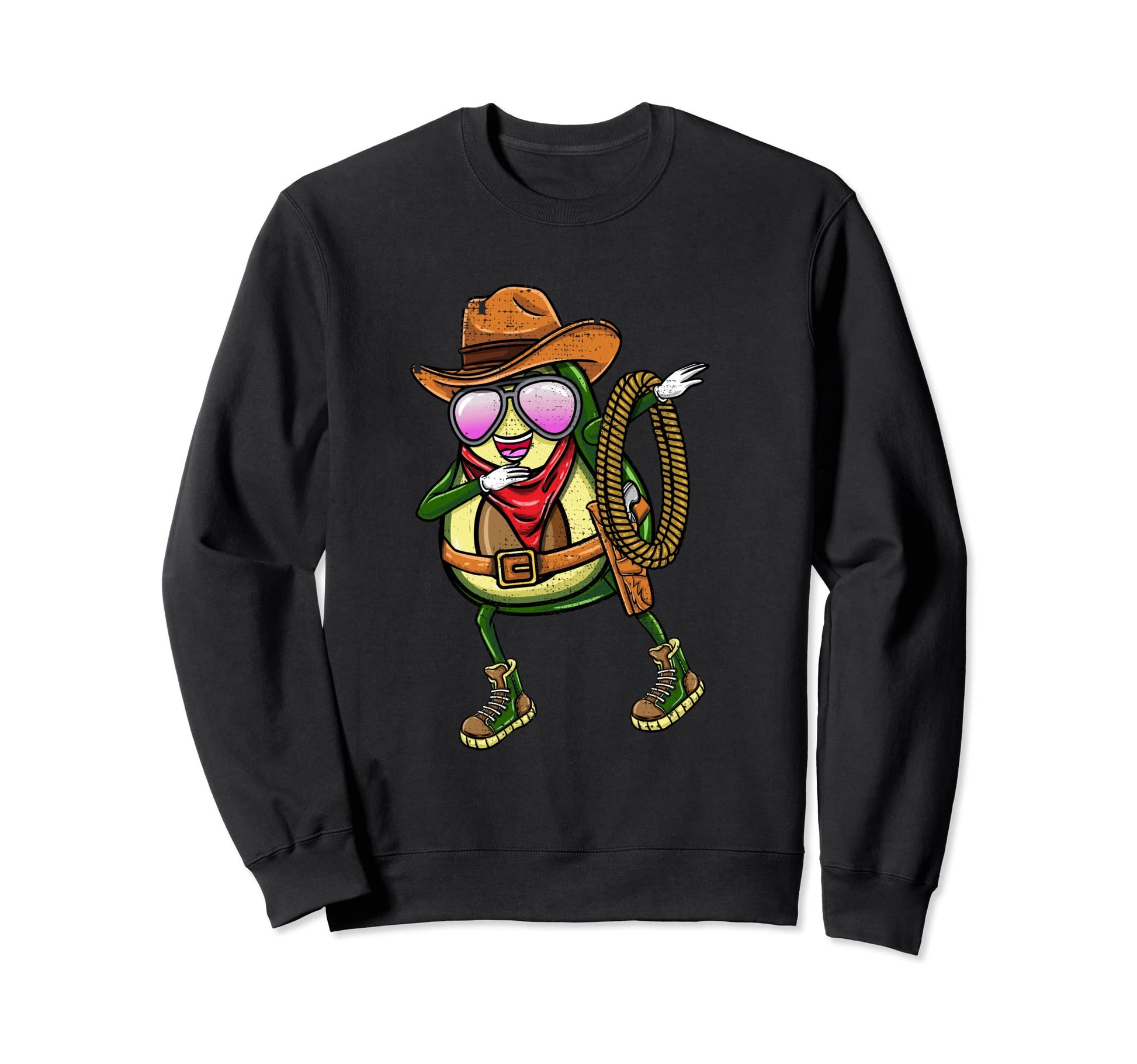 Dabbing Cowboy Halloween Avocado Sweatshirt - Graphic Print Unisex - T-Shirt, Sweatshirt, Hoodie