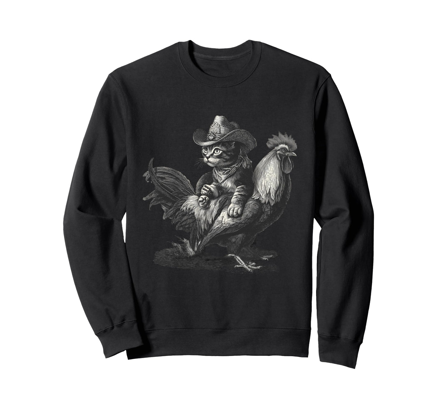 Cat Cowboy Western Country Sweatshirt - Custom Art Print for Adults - T-Shirt, Sweatshirt, Hoodie