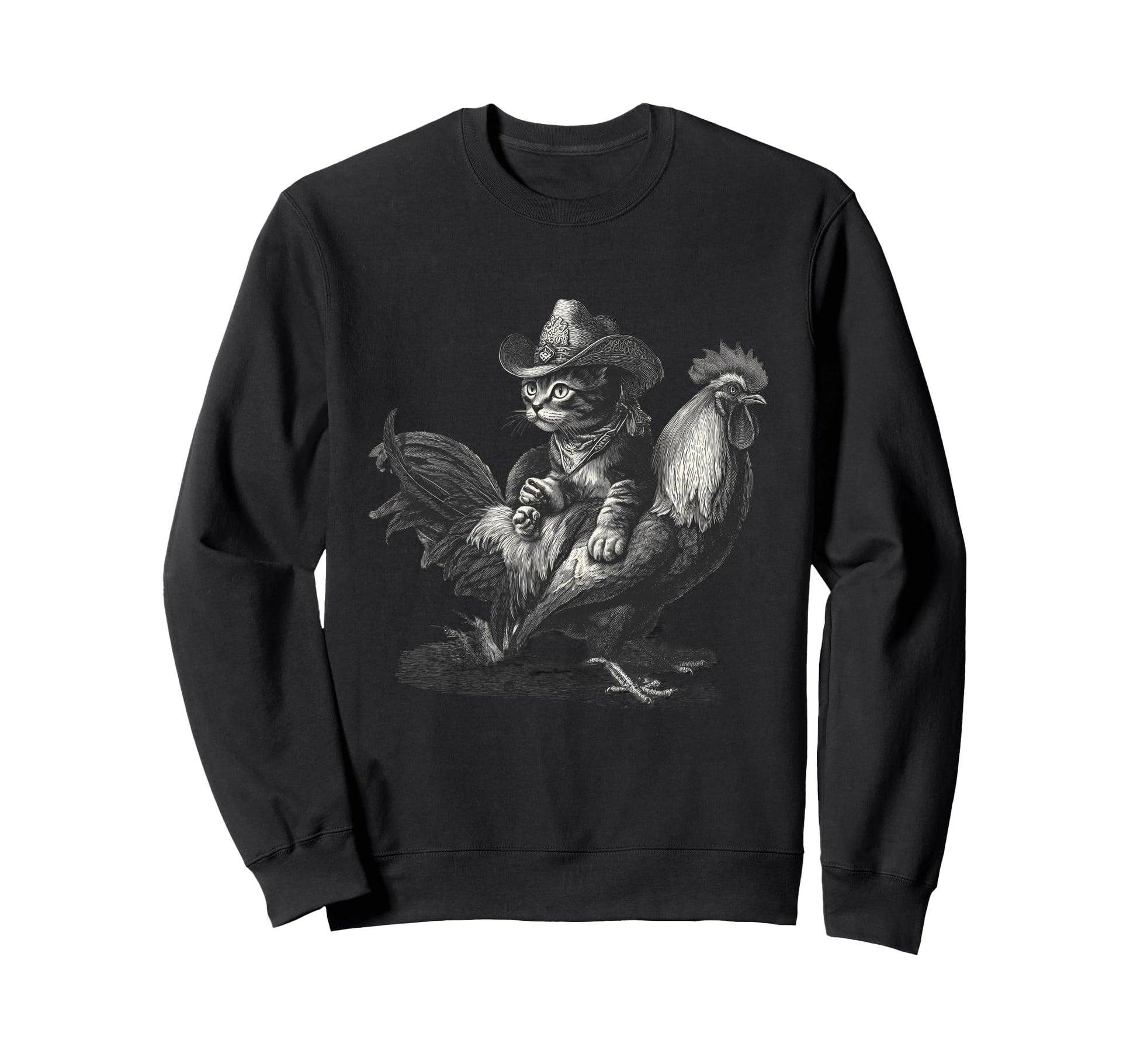 Cat Cowboy Western Country Sweatshirt - Custom Art Print for Adults - T-Shirt, Sweatshirt, Hoodie