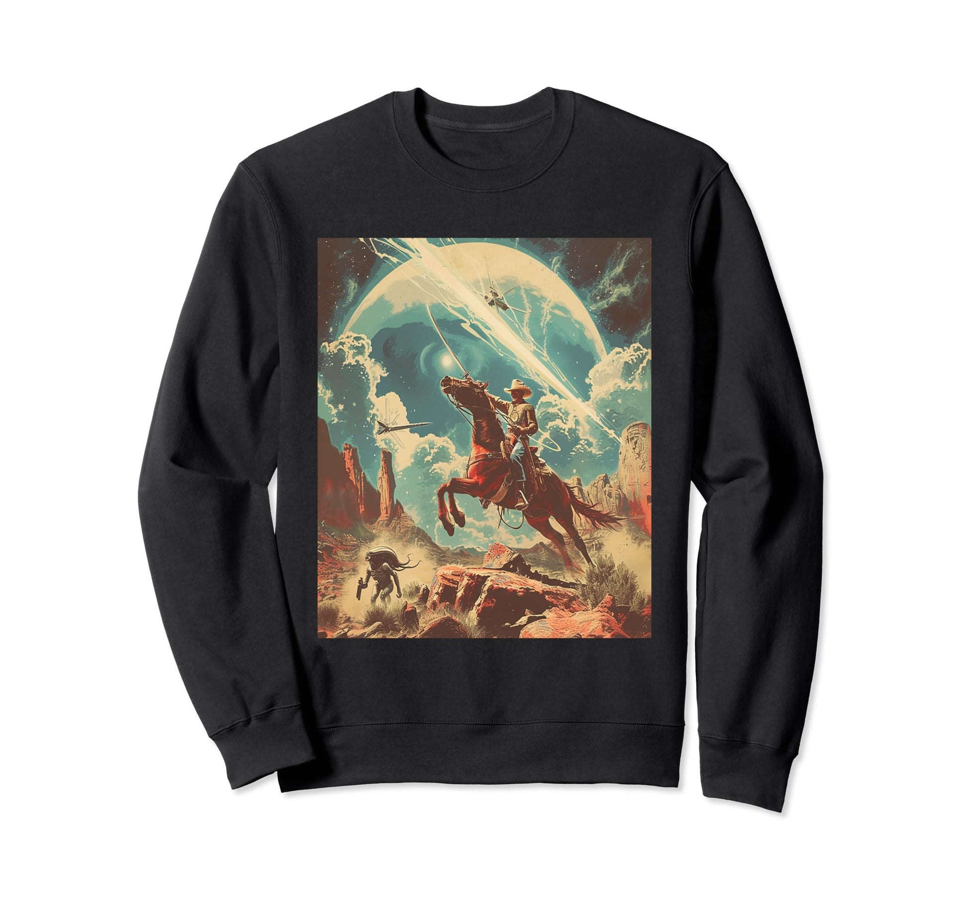 Desert Cowboy Riding Horse Sword Sweatshirt - Novelty Apparel for Adults - T-Shirt, Sweatshirt, Hoodie